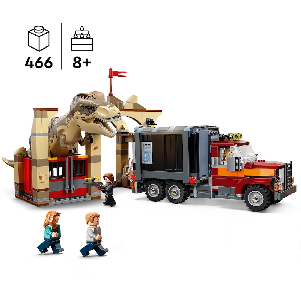 LEGO® Konstruktionsspielsteine »T. Rex & Atrociraptor: Dinosaurier-Ausbruch (76948)«, (466 St.)