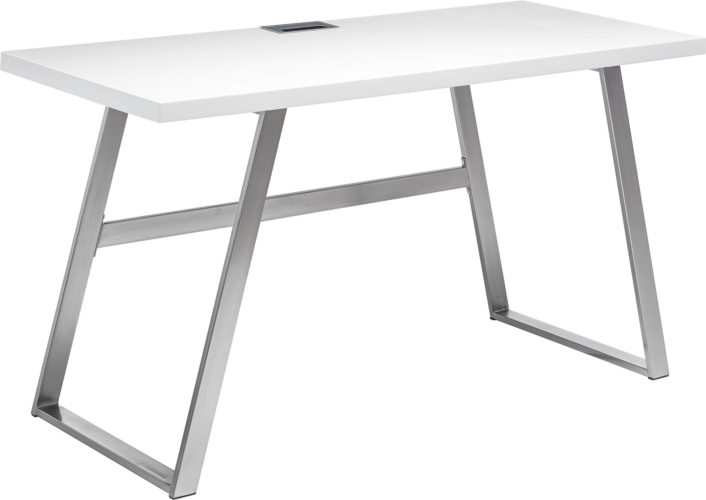 Schreibtisch »Andria«, Weiß matt lackiert mit Kabeldurchlass, Breite 140 cm