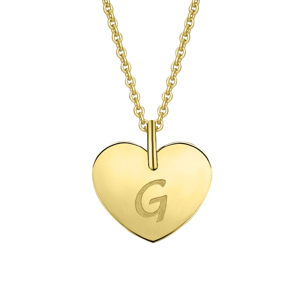 ONE ELEMENT Kettenanhänger »Herz mit Gravur G Buchstaben Anhänger aus 333 Gelbgold« Damen Gold Schmuck Herz mit Gravur G