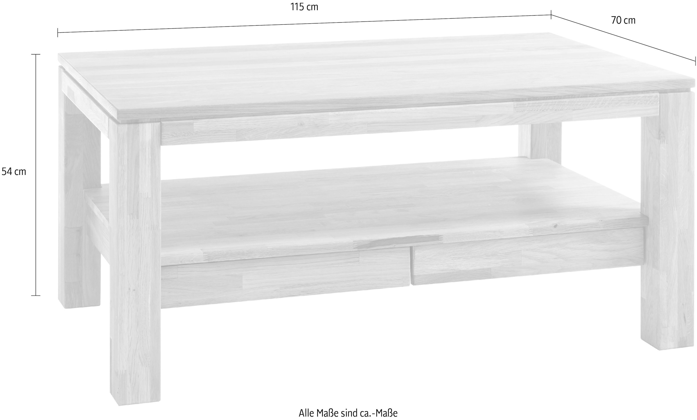 MCA furniture Couchtisch, Couchtisch Massivholz mit Schubladen