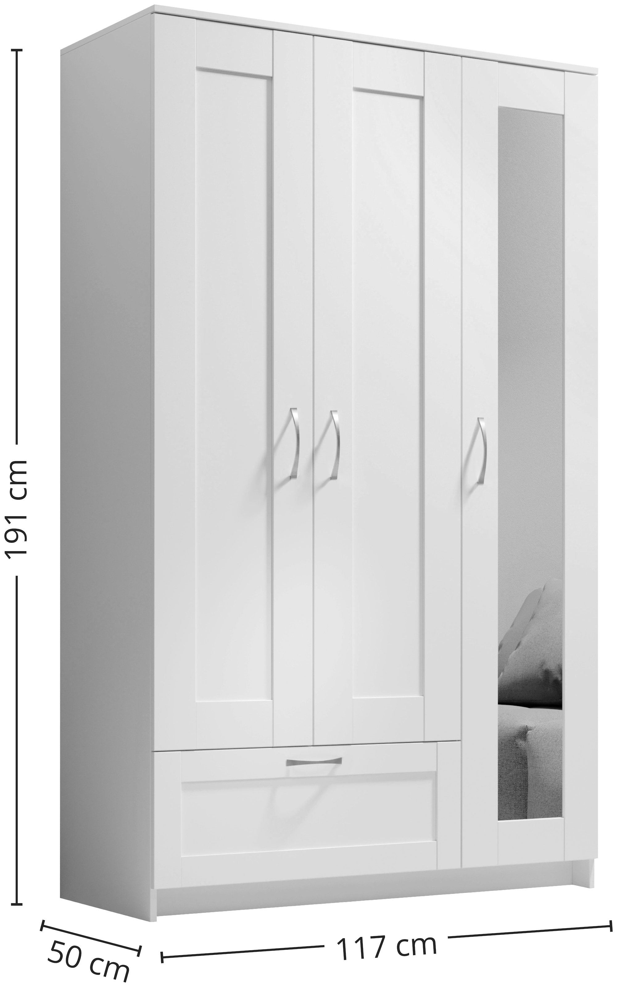 Schlafkontor Drehtürenschrank »Lepini, Kleiderschrank mit Spiegel und Schubkasten«, als 3- oder 4-türer erhältlich