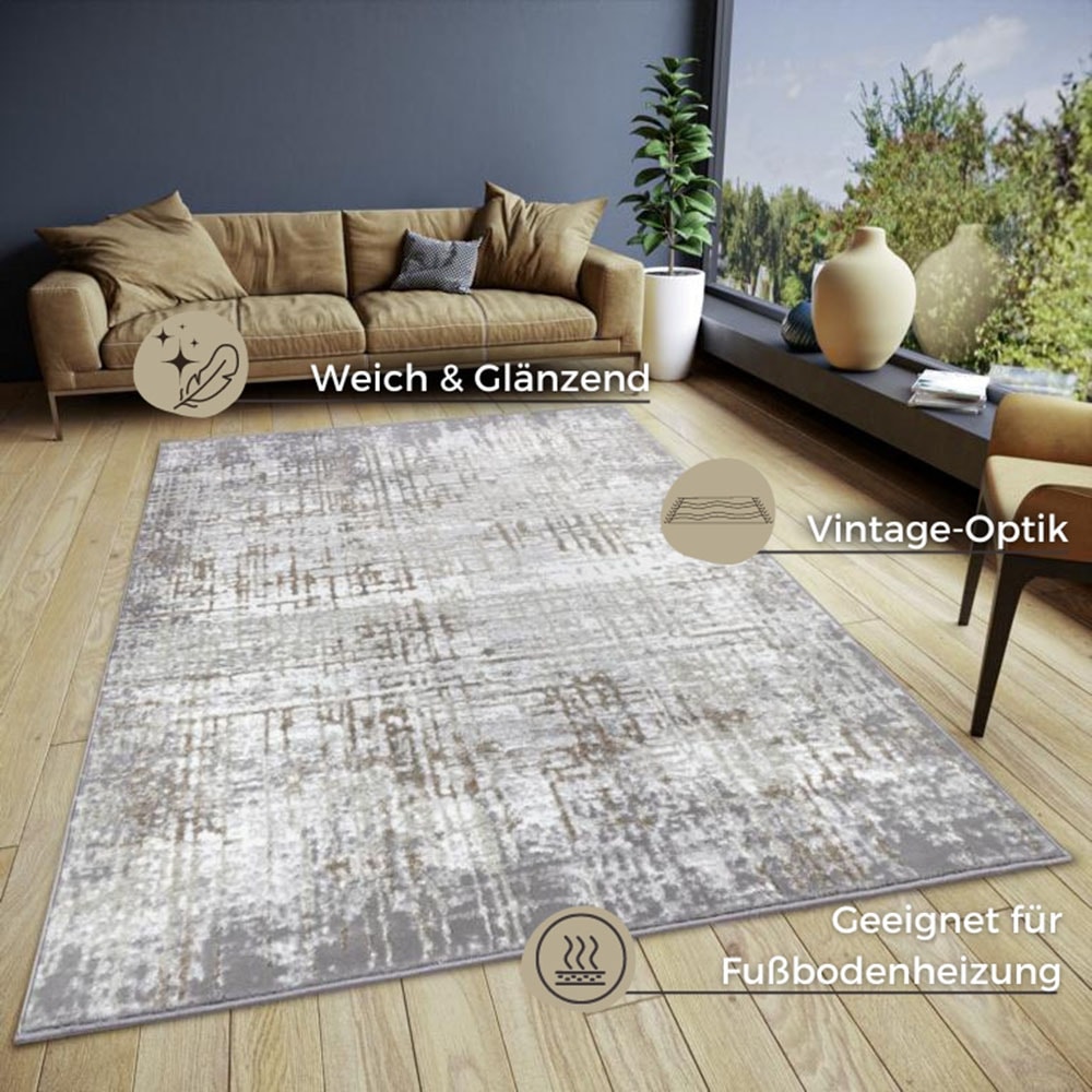 HANSE Home Teppich »Abstract«, rechteckig, 13 mm Höhe, strapazierfähig, pflegeleicht, robust, glänzend