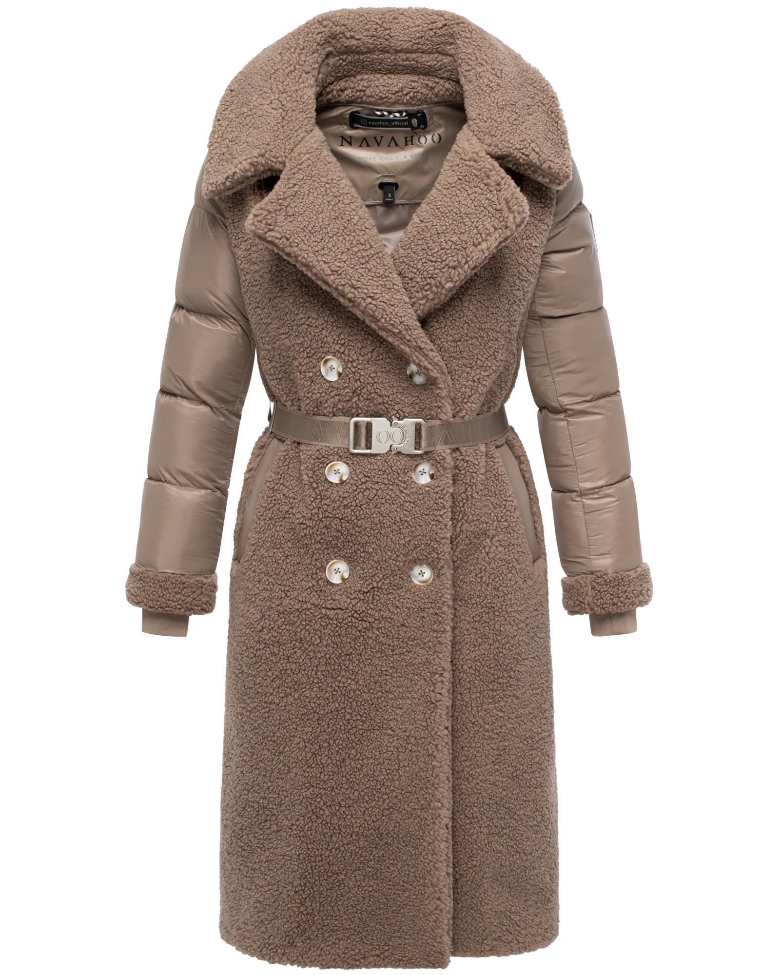 Navahoo Wintermantel »Kuscheltraum 14«, Modischer Damen Plüschmantel aus angesagtem Materialmix
