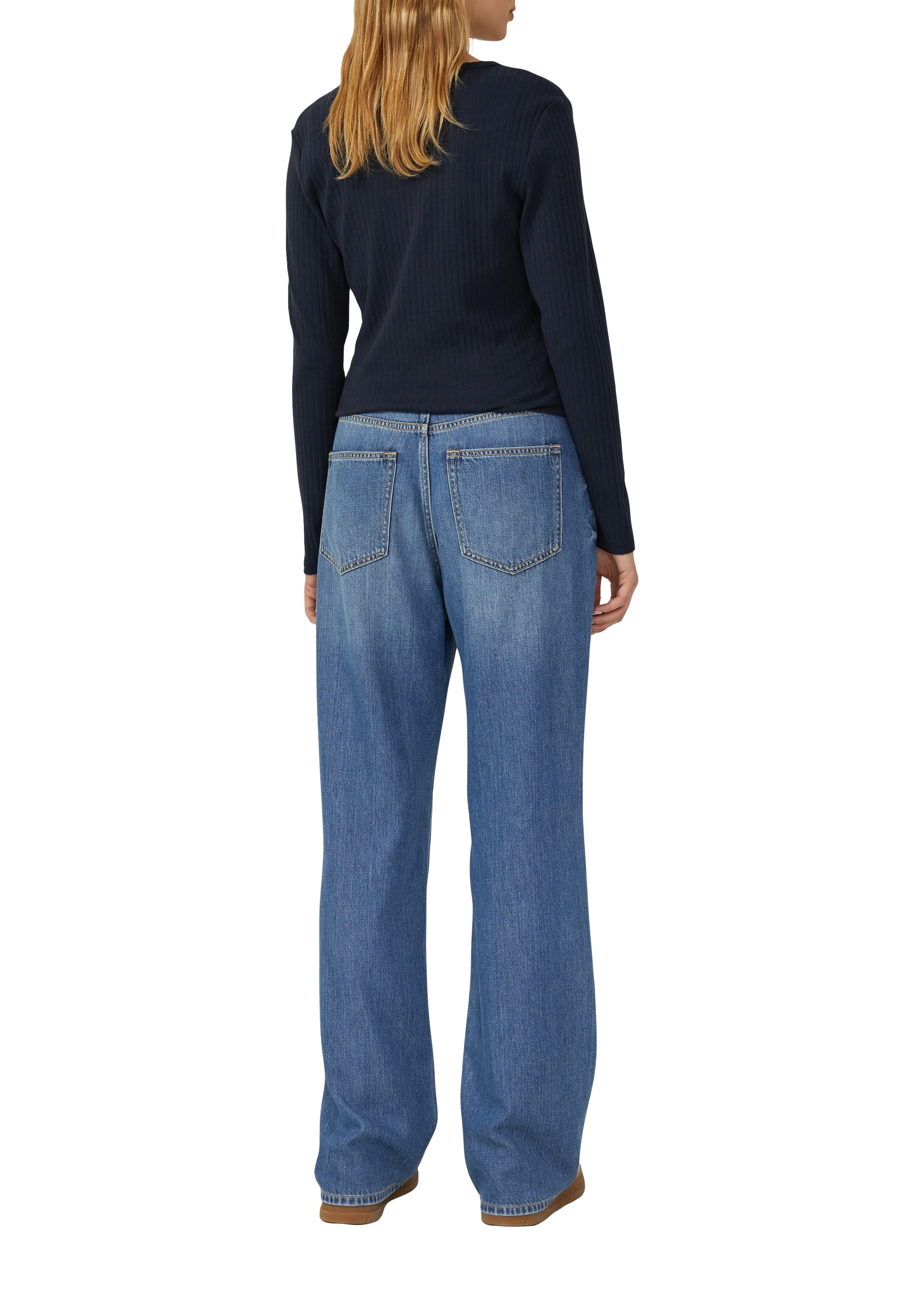 s.Oliver Langarmshirt, mit kurzer Knopfleiste, in Ripp-Optik