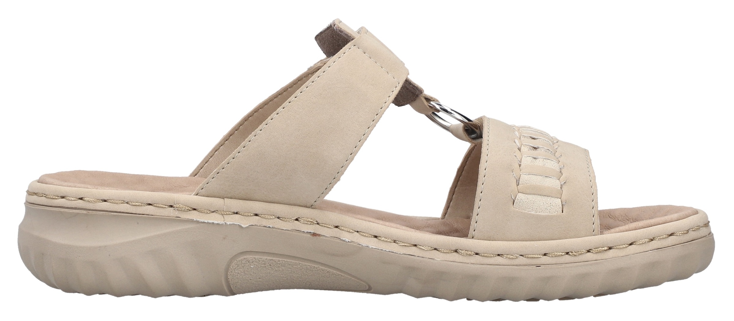 Rieker Pantolette, Sommerschuh, Strandschuh mit regulierbaren Klettverschlüssen