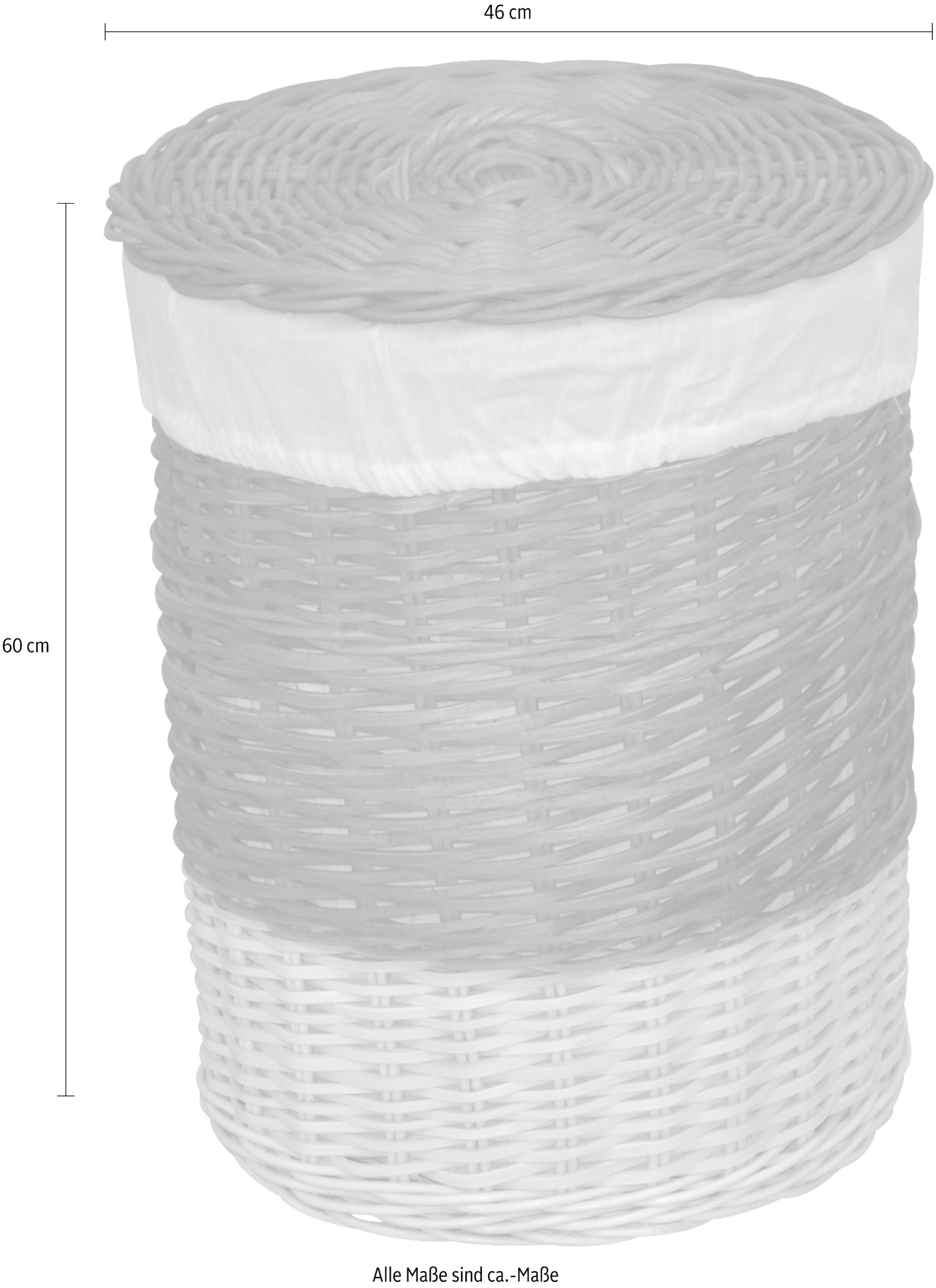 Home affaire Wäschekorb »aus Rattan, Höhe ca. 51 cm + 60 cm«, (Set, 2 St.), handgeflochten, mit abnehmbarem Deckel