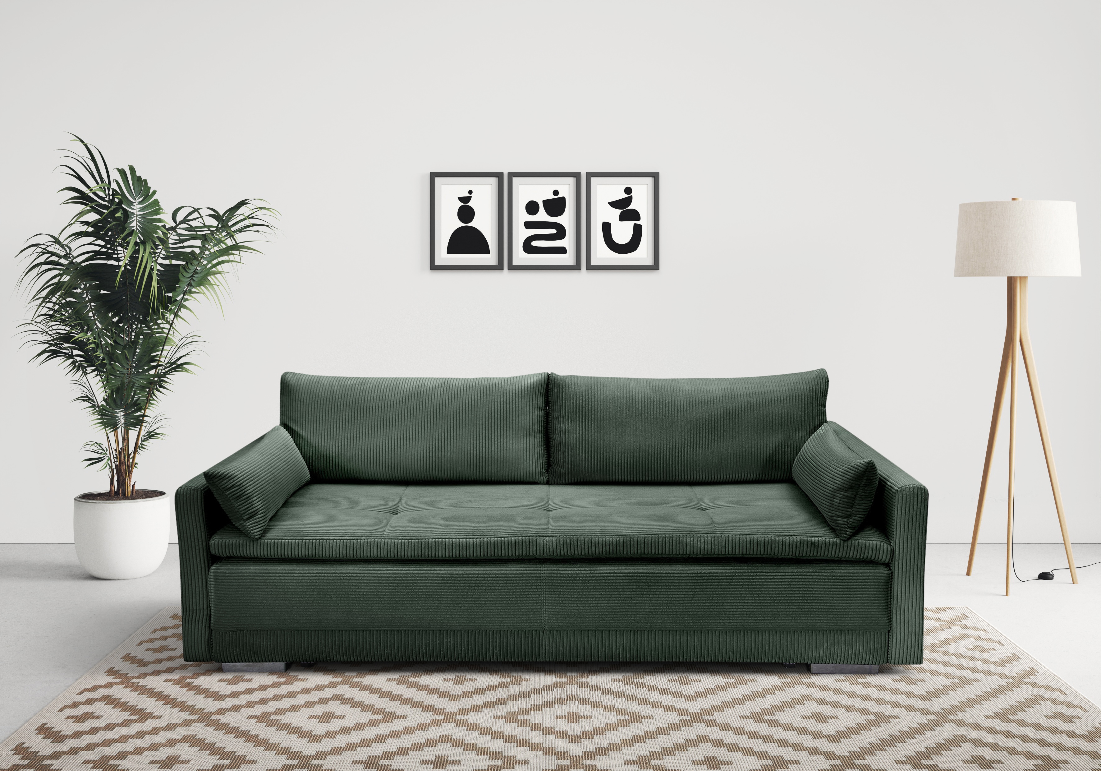 Home affaire Schlafsofa "Andrea, B: 218 cm, Liegel. 158x198 cm" Schlaffunktion & Bettkasten, Dauerschlafsofa mit Boxspring