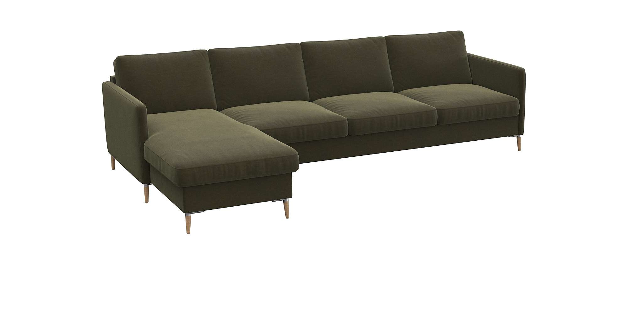 FLEXLUX Ecksofa »Fiore, super Sitzkomfort durch Kaltschaum im Sitz, L-Form«, schmale Armlehnen, Füße Alu+ Eiche