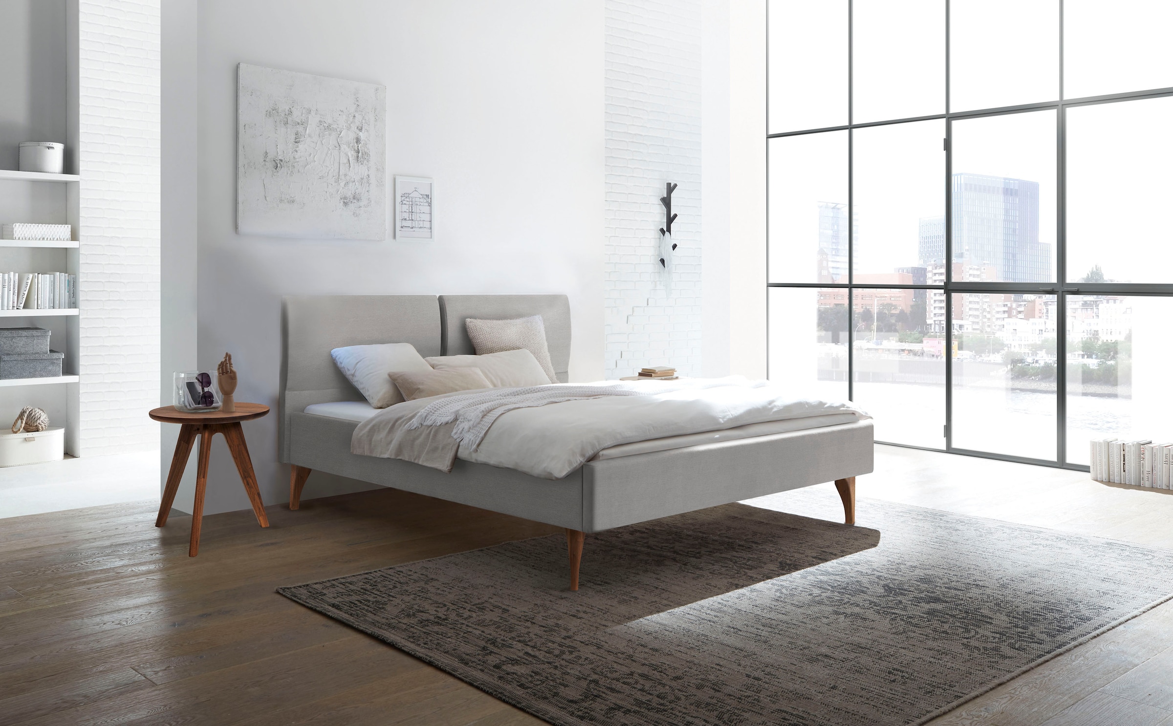 HASENA Polsterbett »Tamara«, Fußfarbe Nussbaum, Komforthöhe, Fußhöhe 20 cm