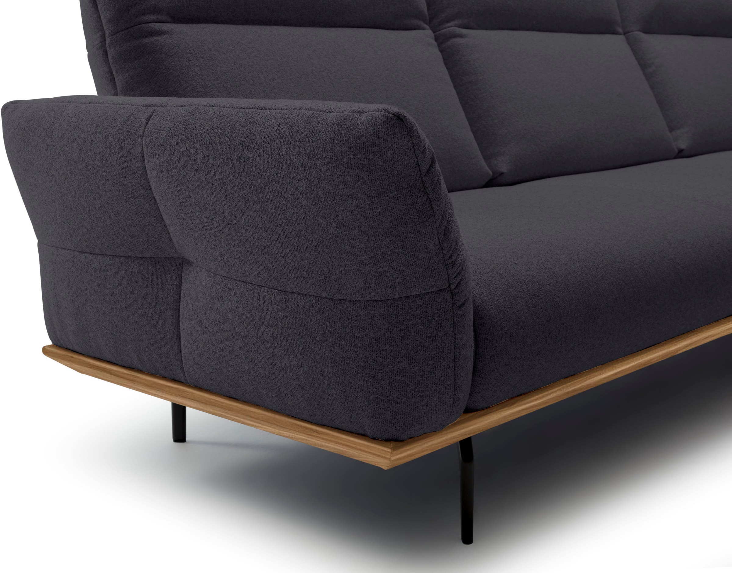 Creation BY ROLF BENZ Ecksofa »CR.460«, Sockel in Nussbaum, Winkelfüße in Umbragrau, Breite 298 cm
