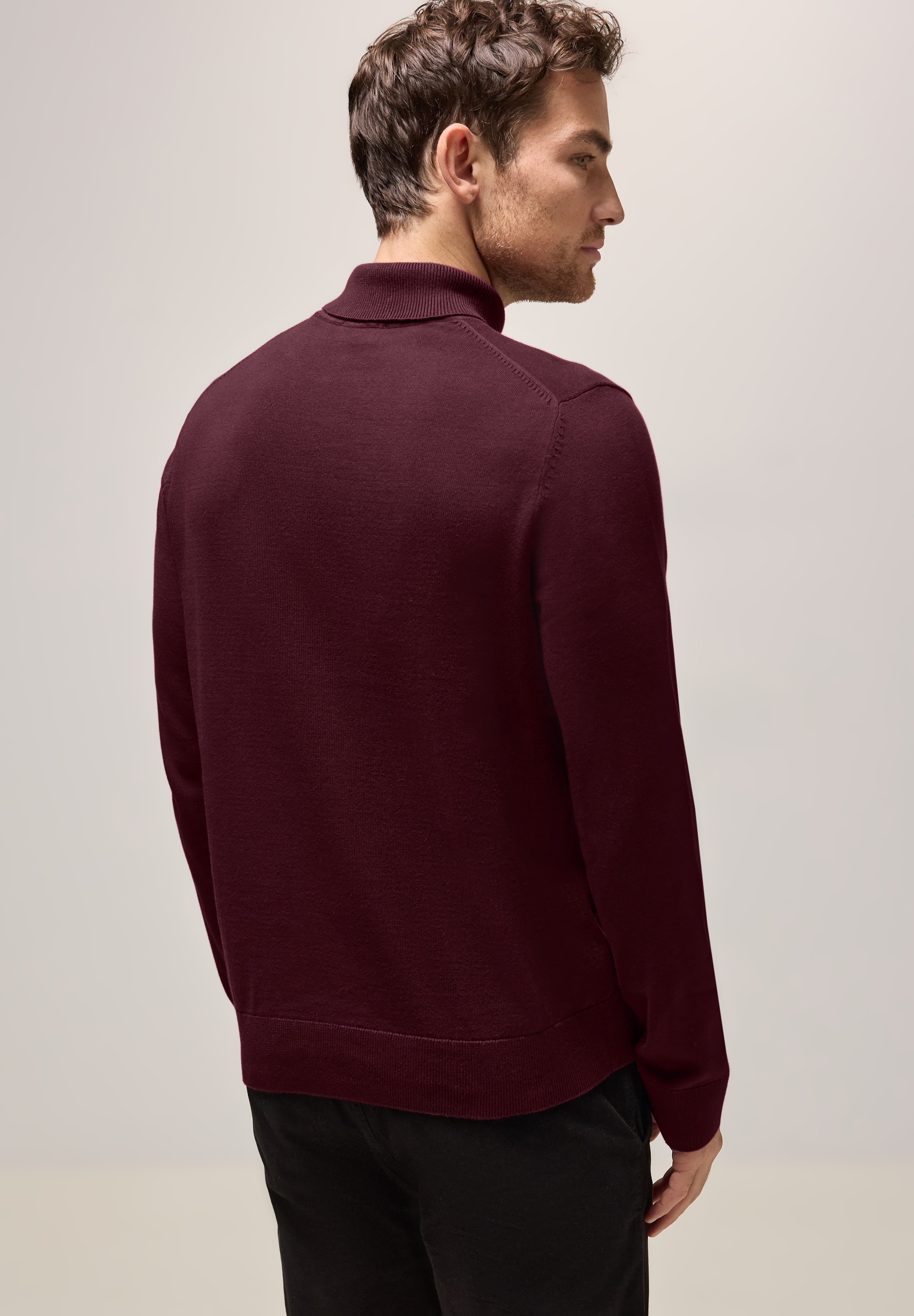 STREET ONE MEN Rollkragenpullover, aus reiner Baumwolle