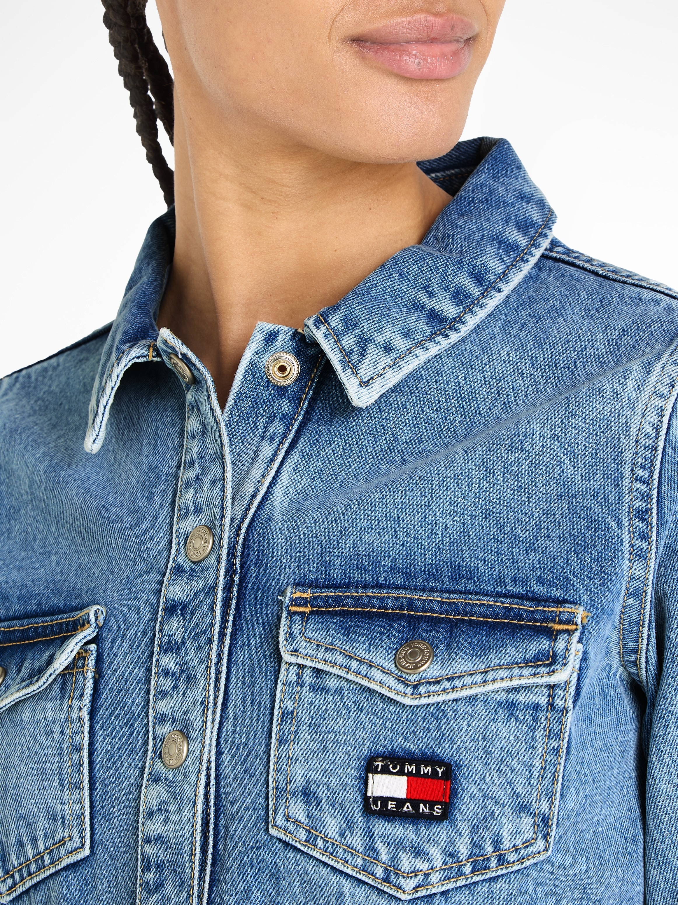 Tommy Jeans Jeanskleid »SLIM BELTED LS DRESS DG7012«, (2 tlg.), Mit Tommy  Jeans Markenlabel für kaufen | BAUR