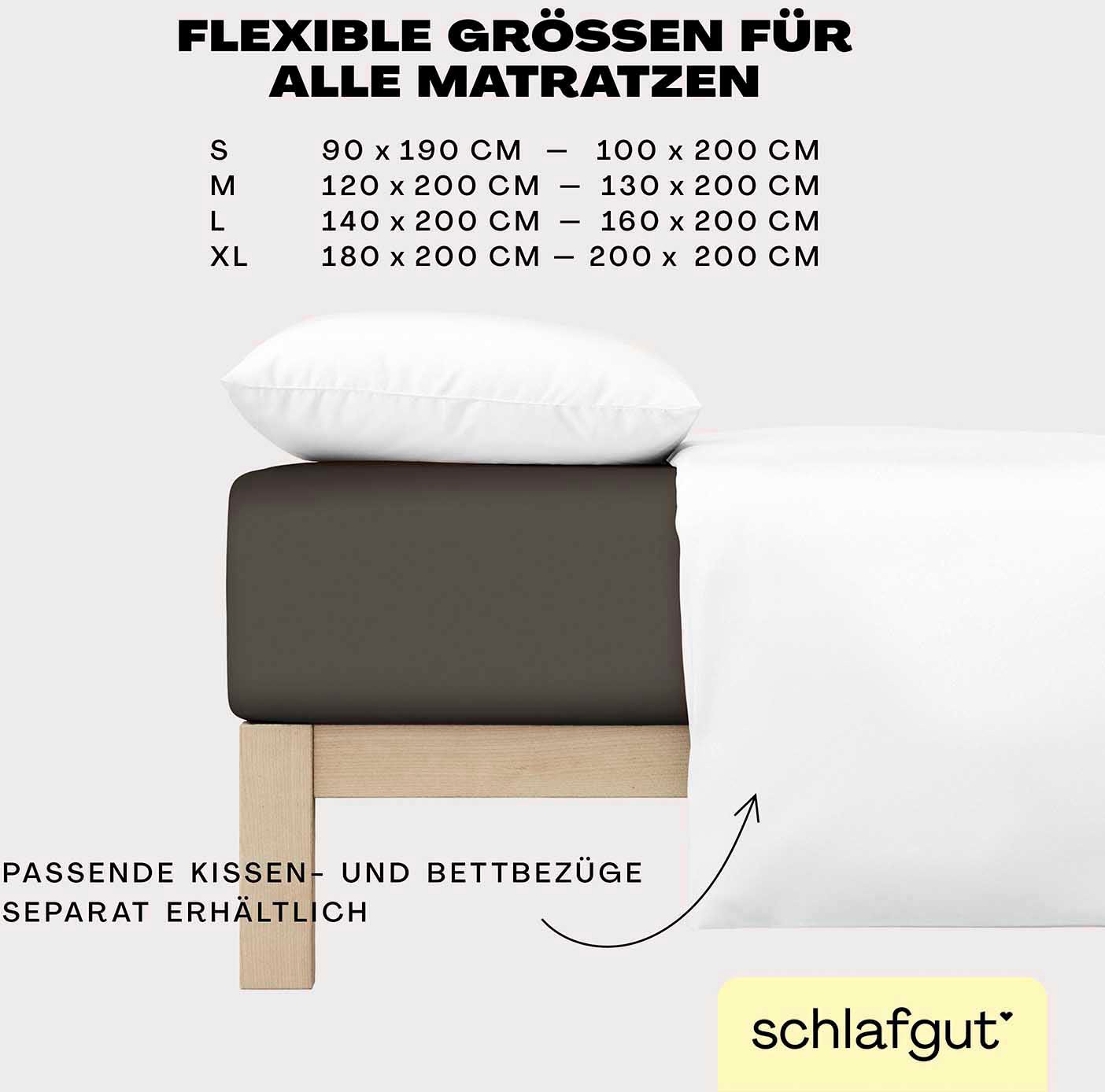 Schlafgut Spannbettlaken »EASY aus 100% Baumwolle, weich & saugfähig, Marken-Bettlaken«, für Matratzen bis 22 cm Höhe, in 90x200, 140x200 oder 180x200 cm