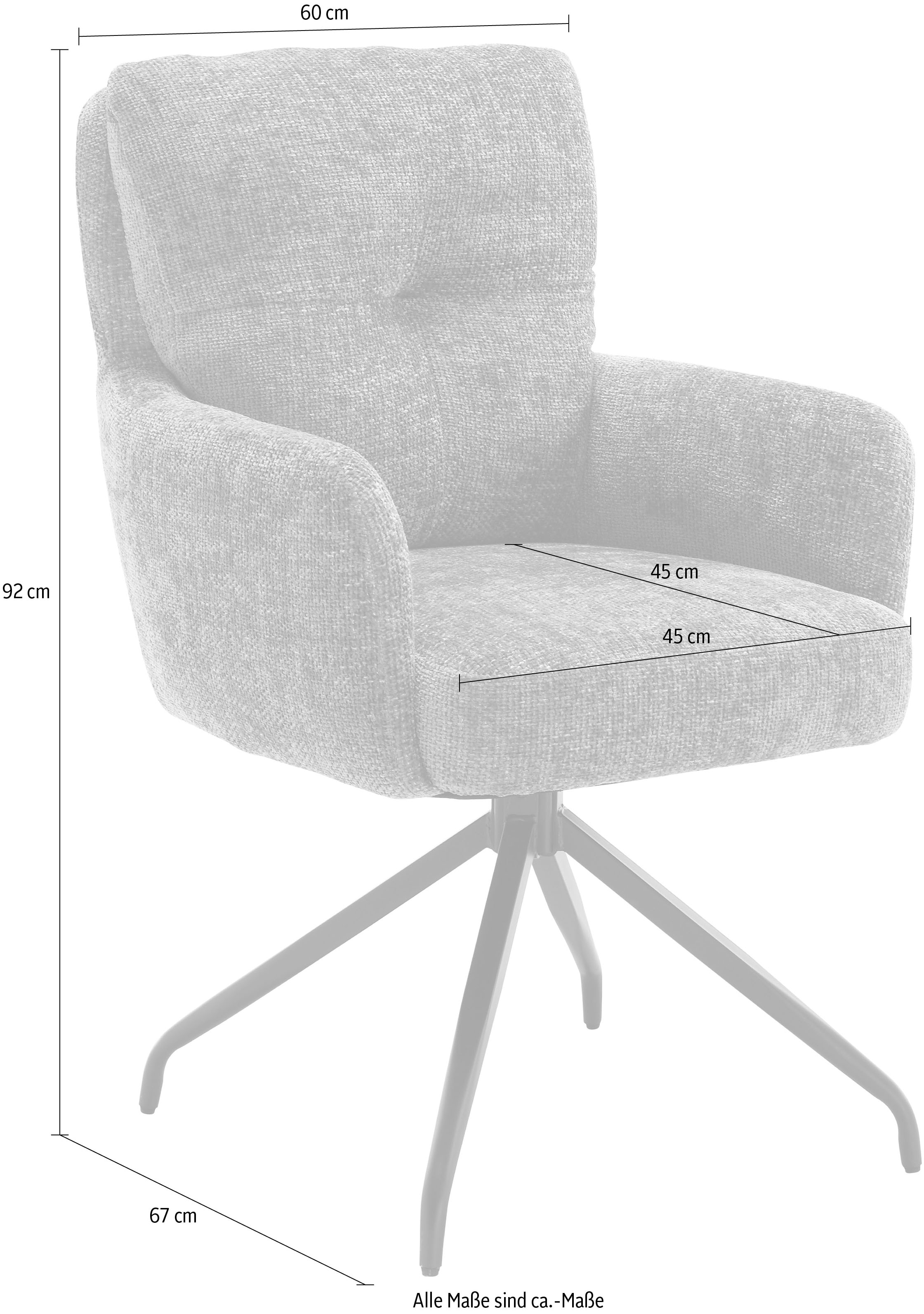 Home affaire Esszimmerstuhl »Valldemossa«, (Set), 2 St., Boucle, pflegeleichter Boucle Bezug, mit schwarzen Metallbeinen, Breite 60 cm