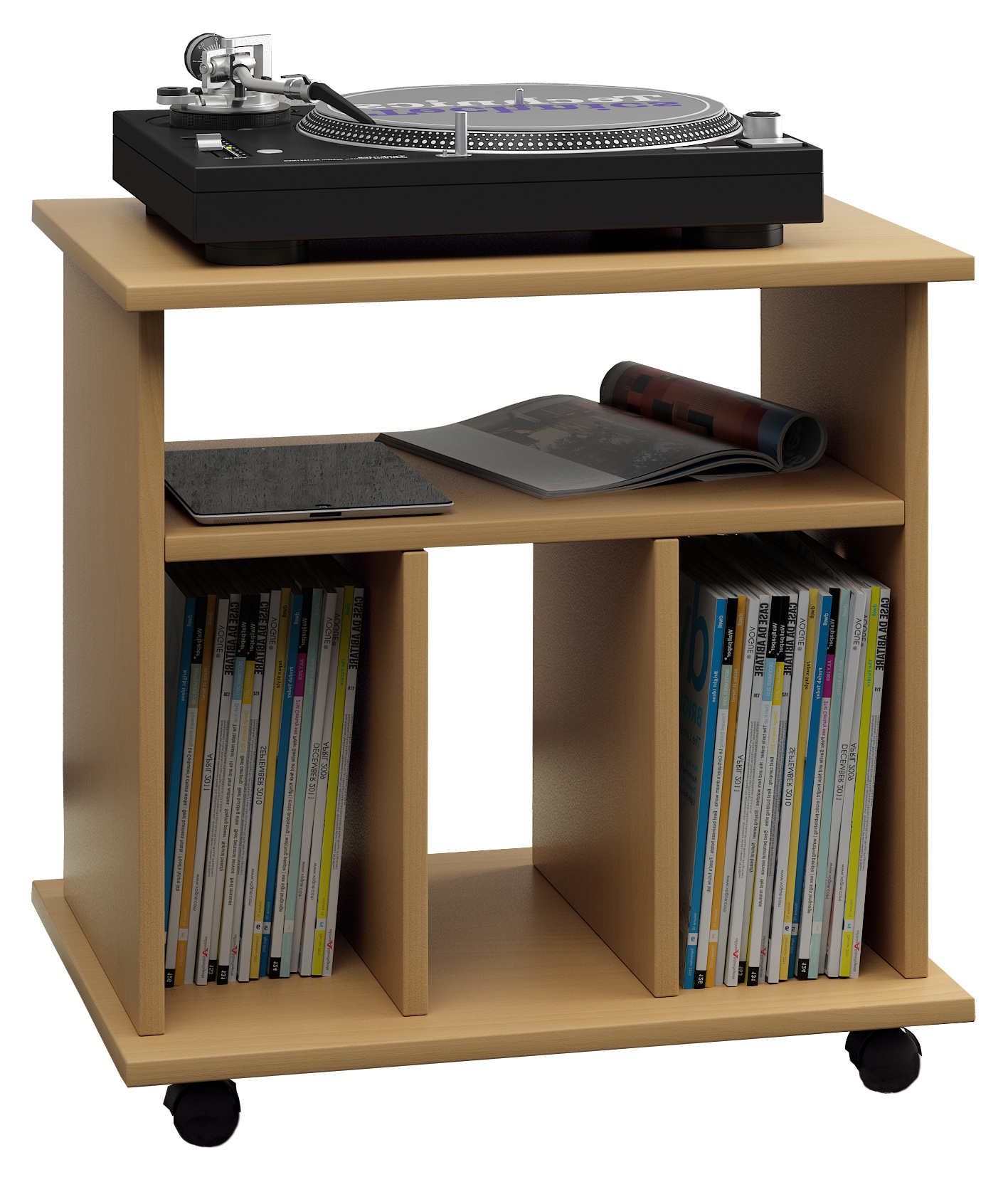 VCM Media-Board "Holz Schallplatten LP Regal Rollen Retal", (VCM Retal) günstig online kaufen