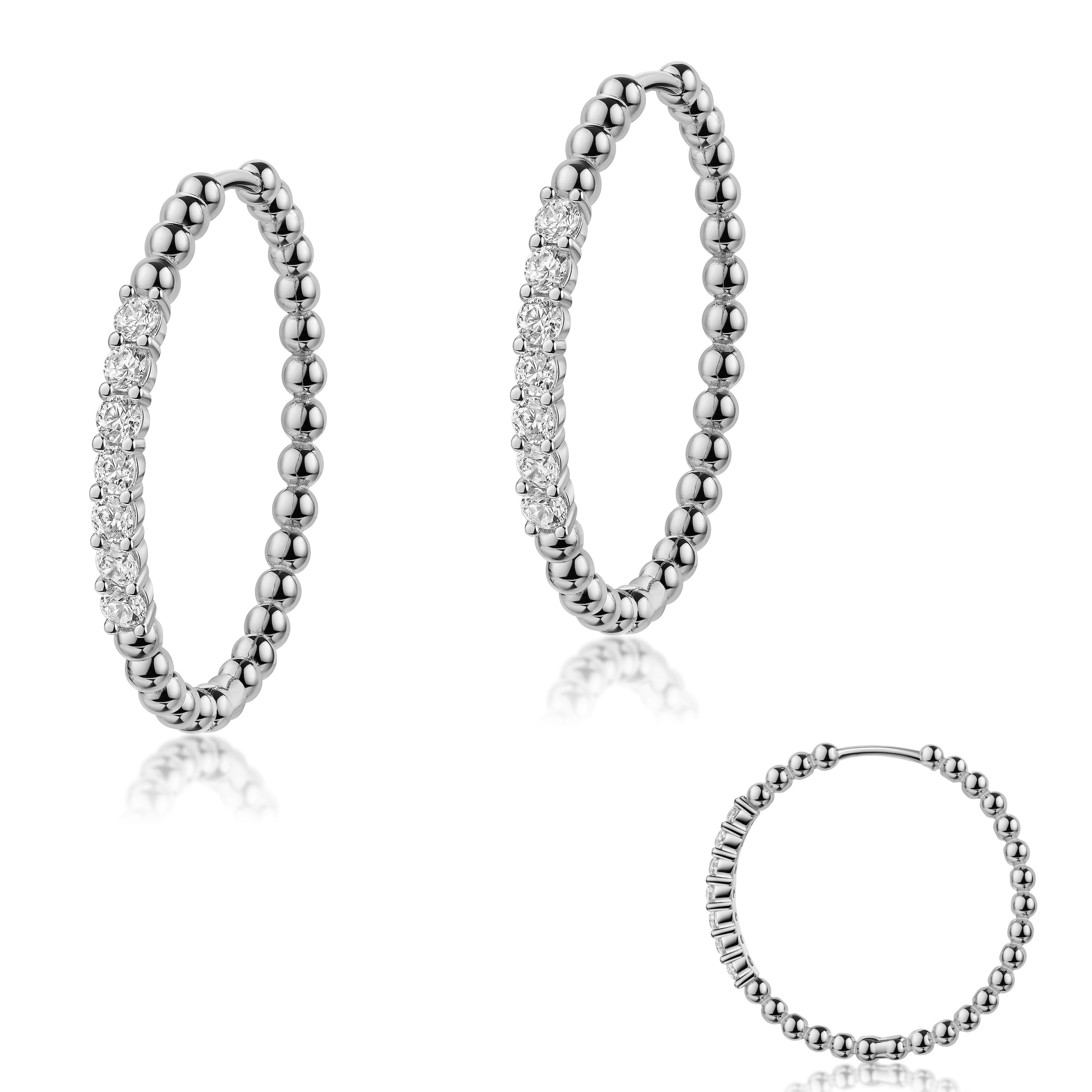Firetti Paar Creolen »Schmuck Geschenk Silber 925 Ohrringe im Kugeldesign« Made in Germany - mit Zirkonia (synth.)