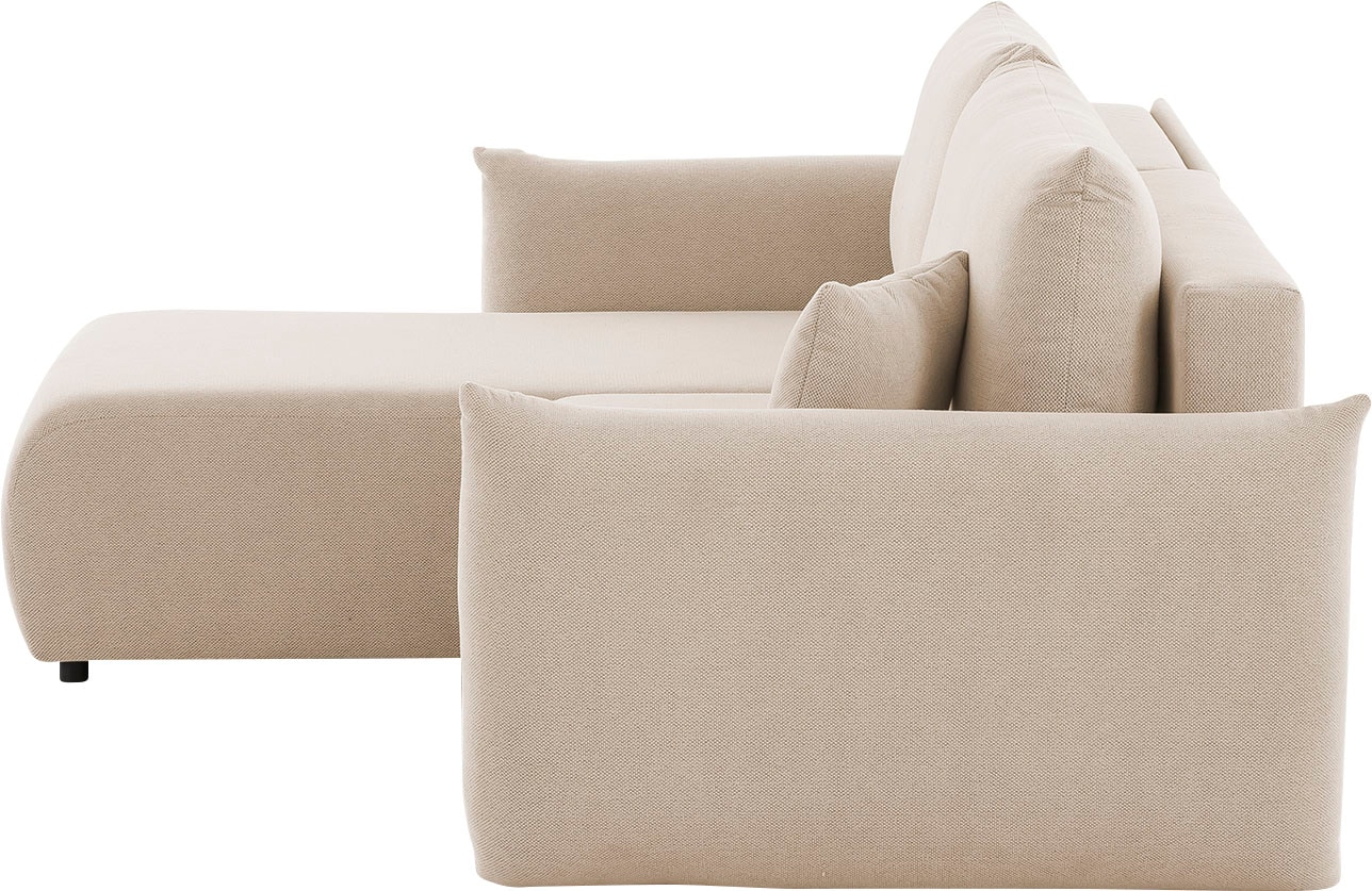 INOSIGN Ecksofa »MAVAS Schlafsofa mit Bettkasten, L-Form,«, ca.257/127cm (Liegefläche 212/145 cm), Cord, Chenille, Struktur