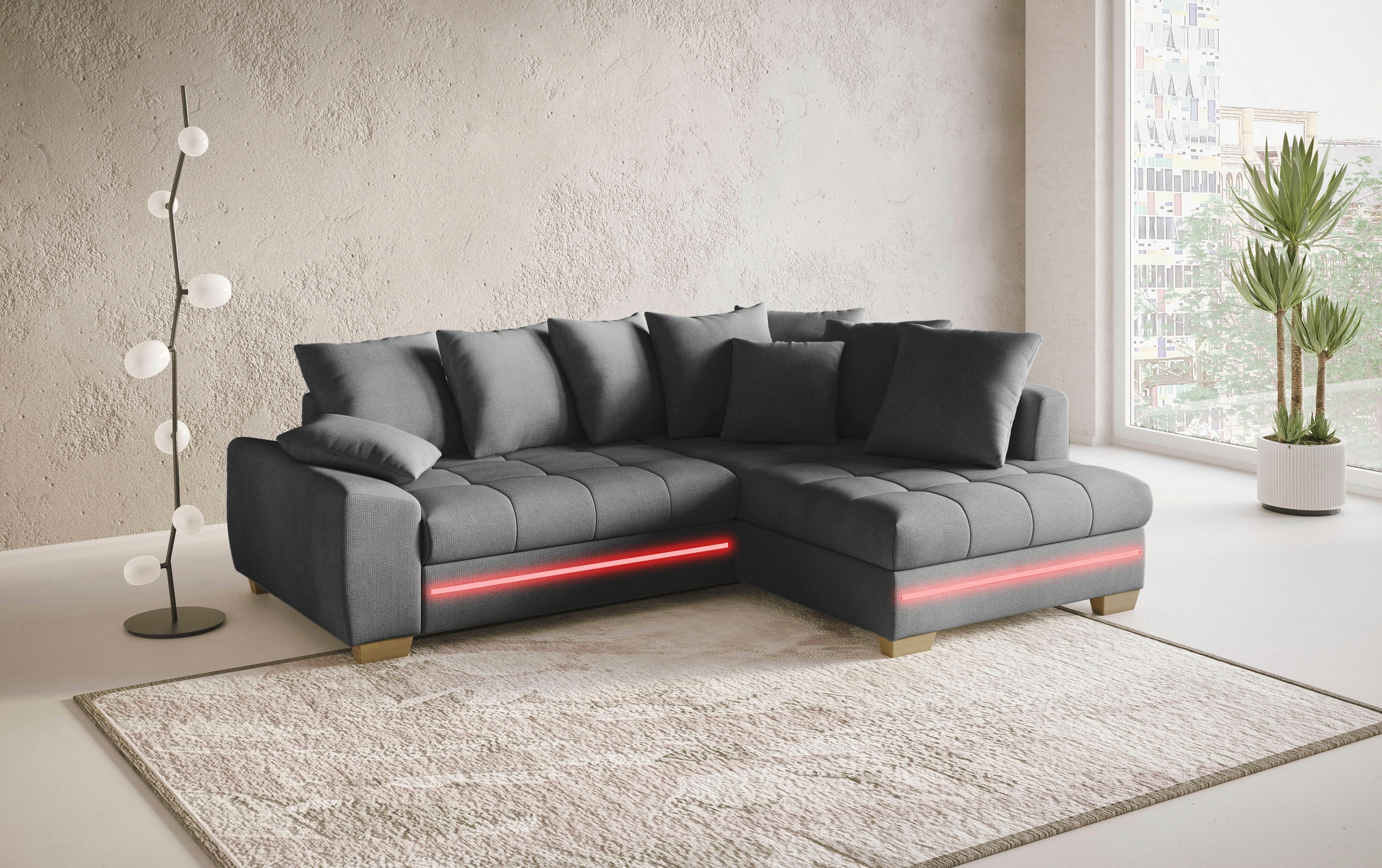 Thumbnail - Mr. Couch Ecksofa "Nikita II, L-Form", mit RGB-LED Beleuchtung, wahlweise mit Bett, Bettkasten, Kaltschaum