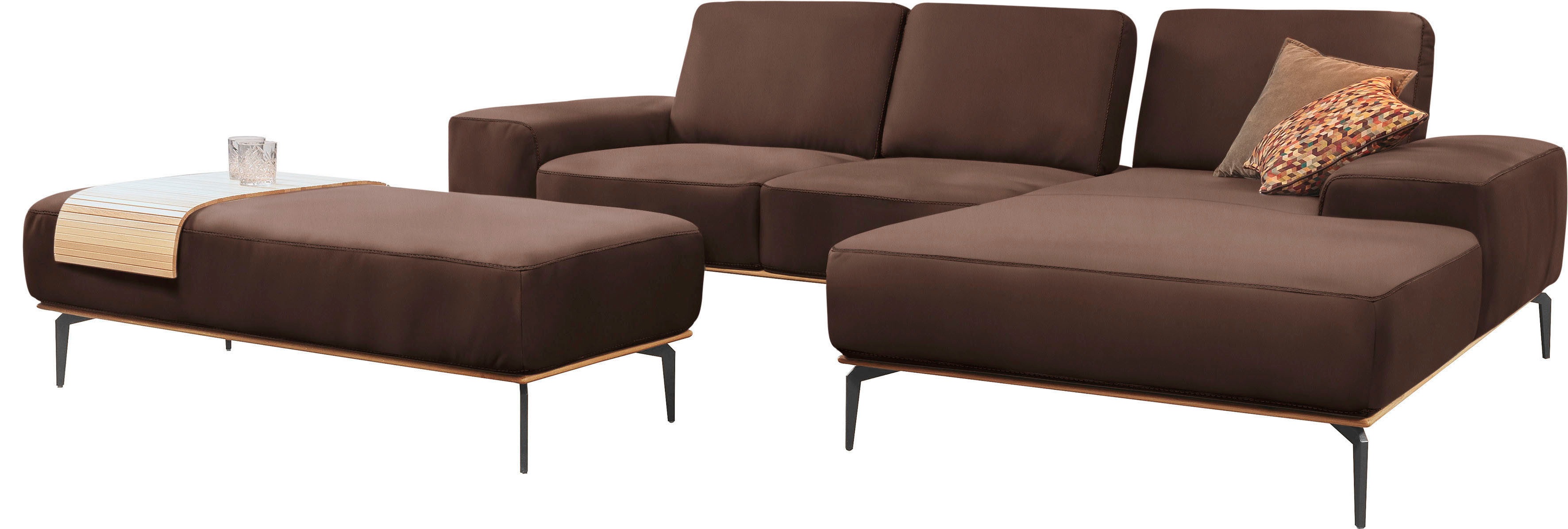 Thumbnail - W.SCHILLIG Ecksofa "run, Designsofa mit tollem Sitzkomfort, bequem, L-Form", mit Holzsockel, Füße in Schwarz pulverbesch...