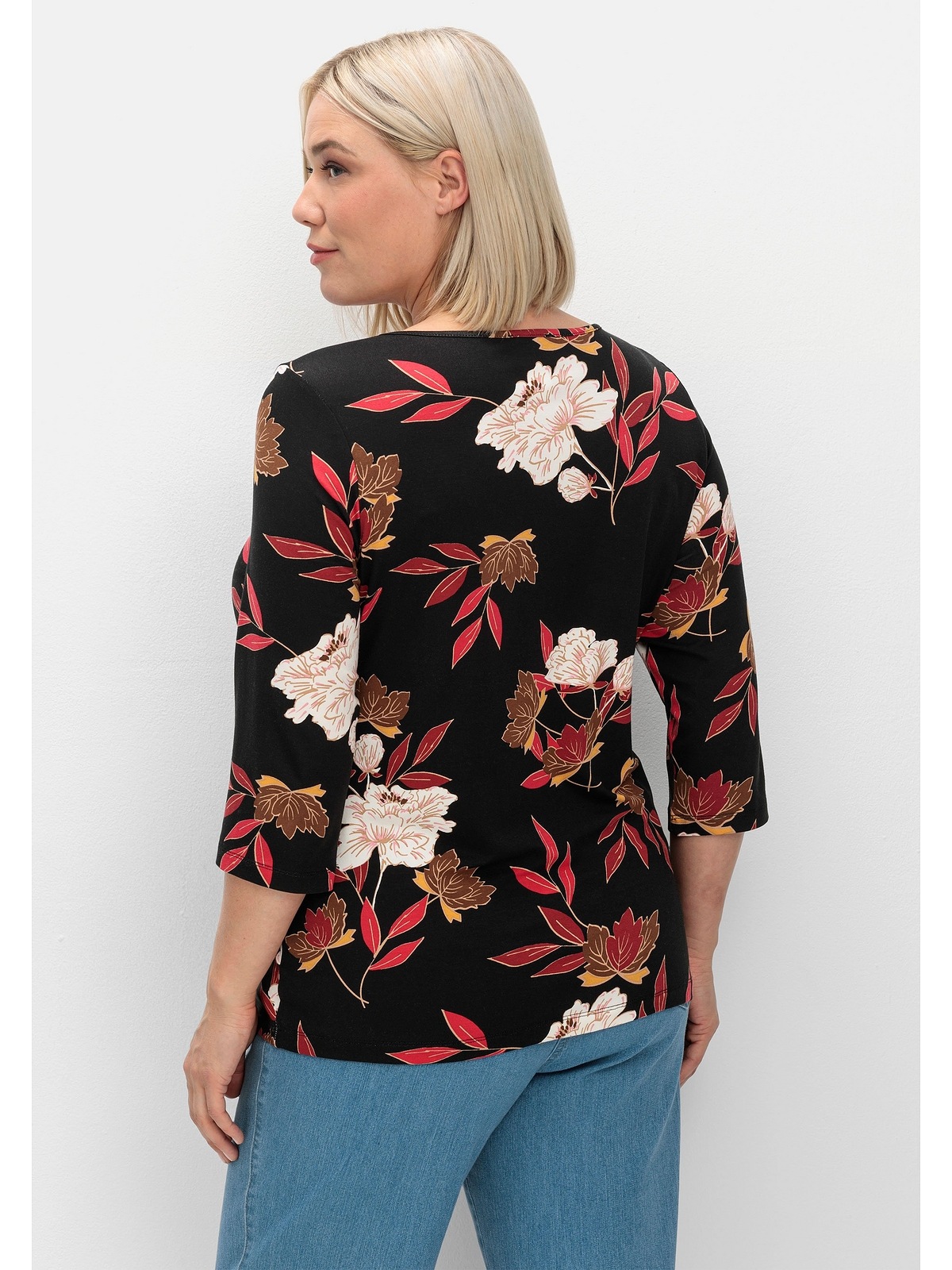Sheego 3/4-Arm-Shirt »Große Größen«, mit Blumenprint, aus Viskosejersey