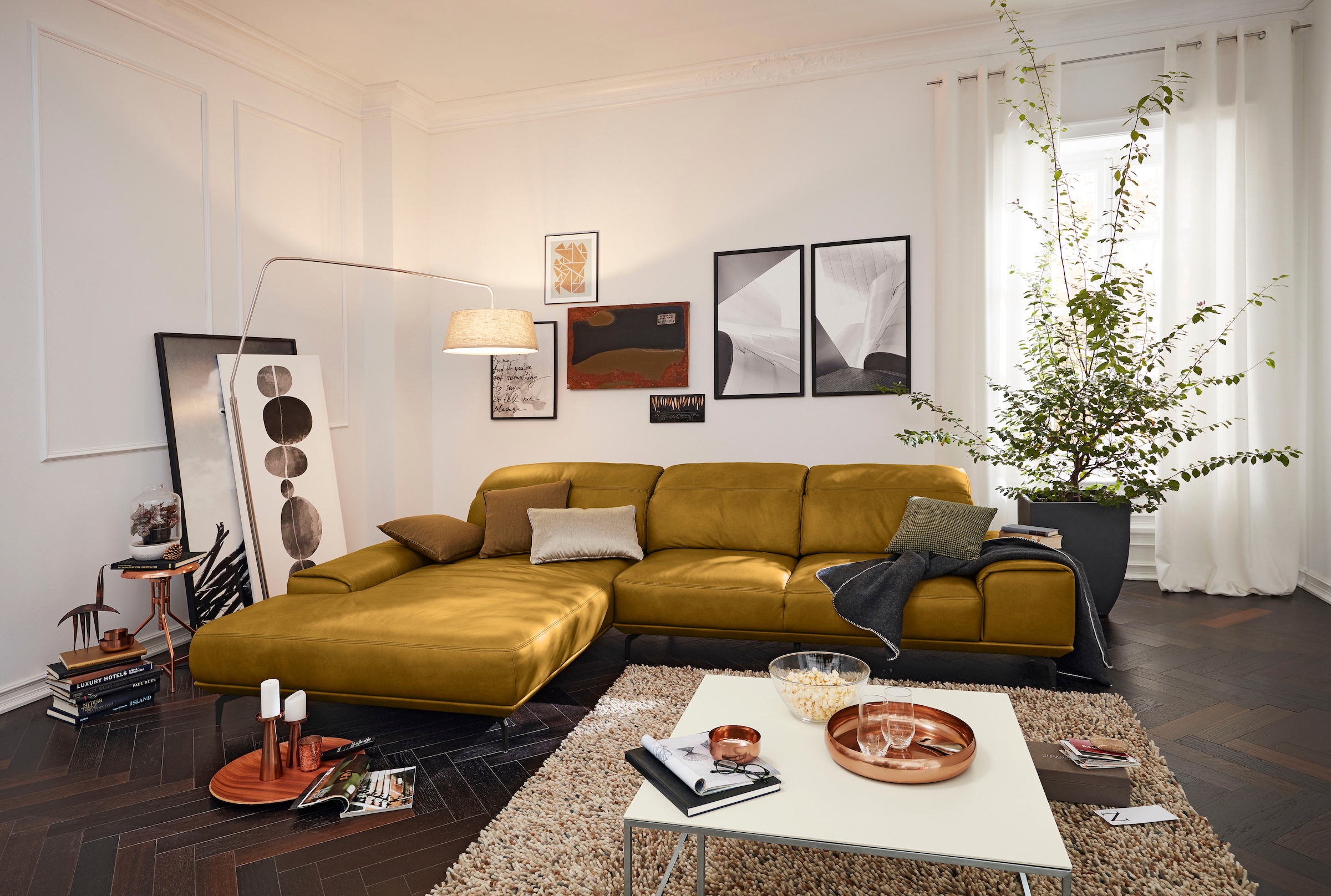 Musterring Wohnlandschaft »MR 2490«, Fuß Schwarz, Sitzhöhe 46cm, wahlweise mit Funktionen, Maße 342x207 cm