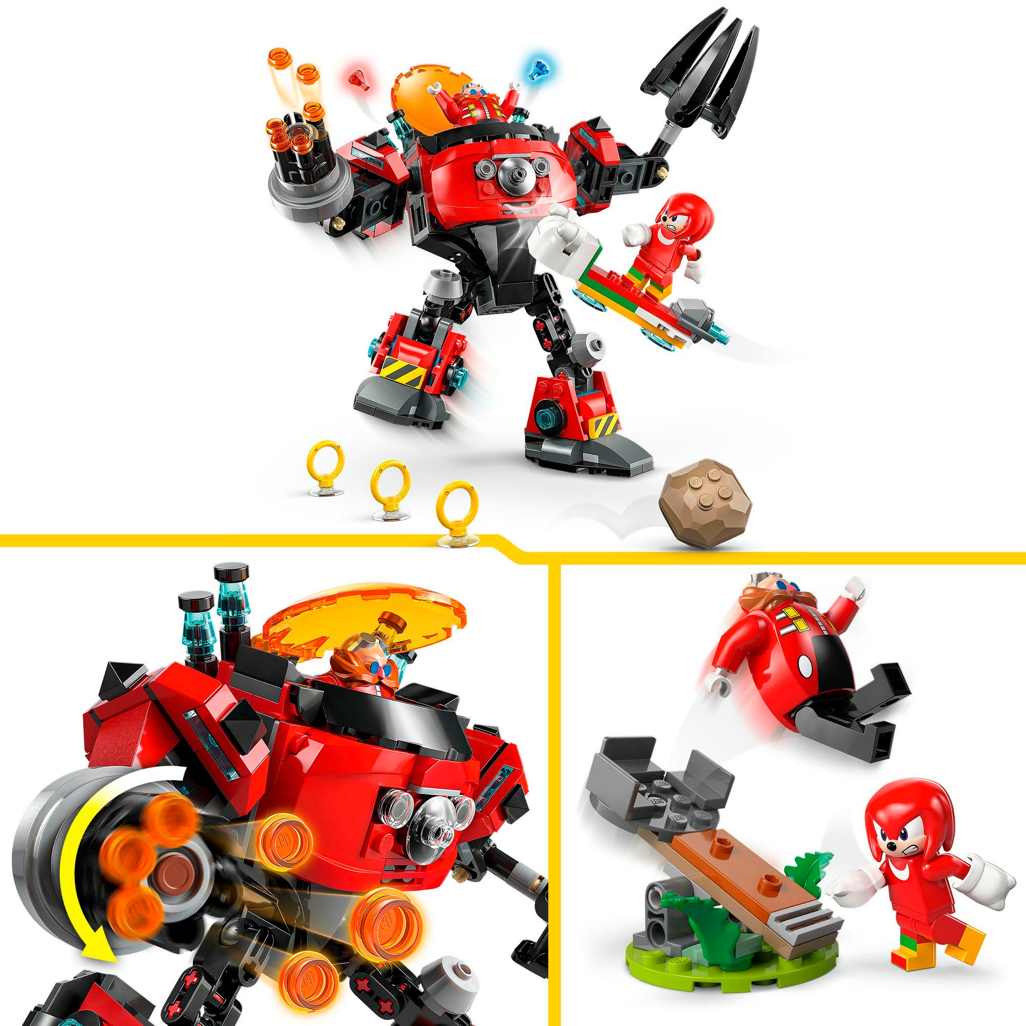 LEGO® Konstruktionsspielsteine »Knuckles vs. Dr. Eggmans Egg Crusher Mech (77005), LEGO Sonic«, (350 St.), Made in Europe