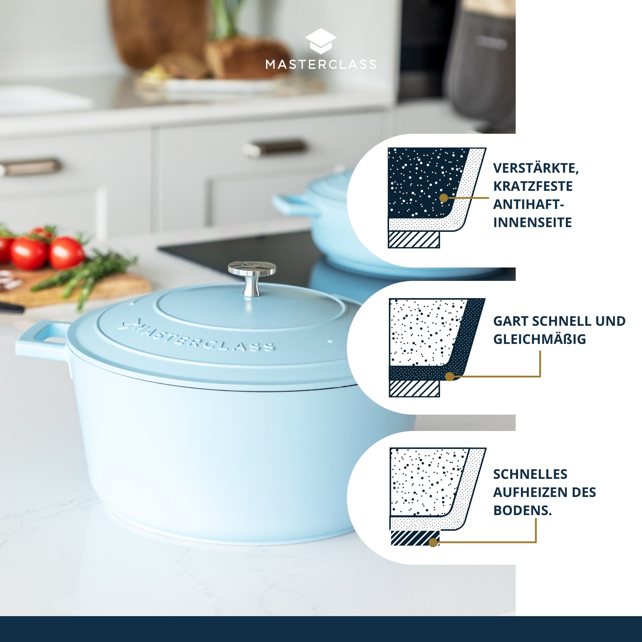 Master Class Kasserolle »MasterClass«, Aluminiumguss, 5 Liter, rund, ultraleicht, kratzfeste Antihaftbeschichtung, Induktion