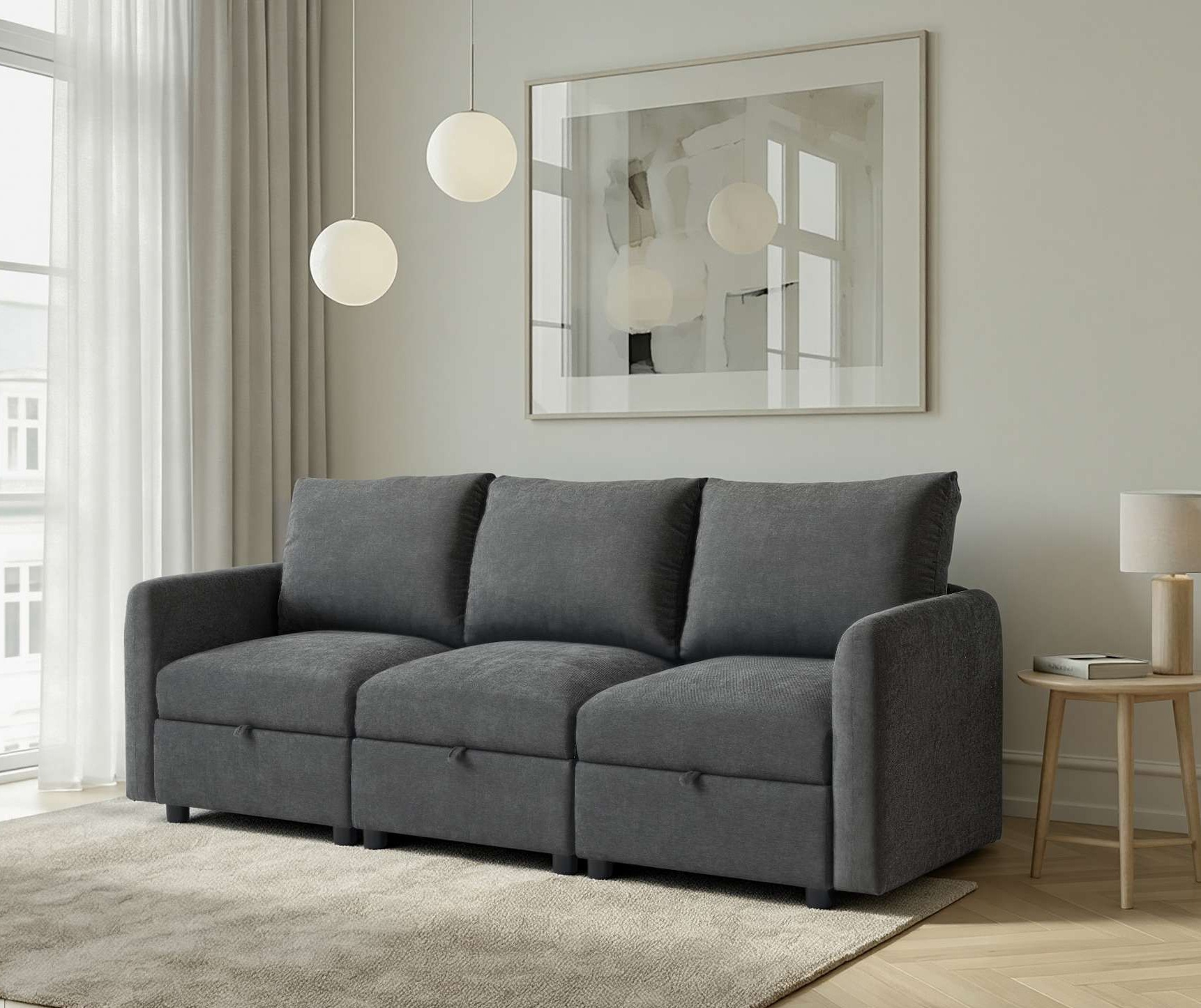 Dorel Home 3-Sitzer »STILHUS Modularsofa mit Stauraum, Breite 220 cm, Chenille-Bezug« als Modul oder separat verwendbar - individuell kombinierbar