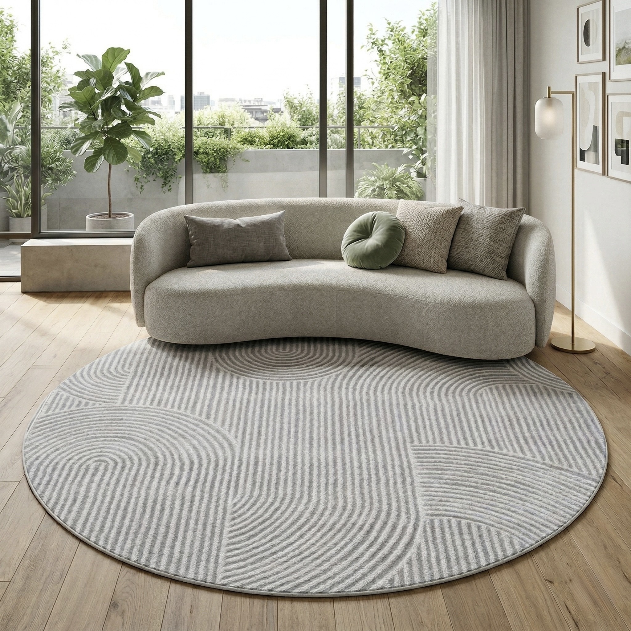 Sehrazat Teppich "Moda 1100, auch als Läufer" rund 11 mm Höhe Kurzflor, grafisches Hoch Tief Muster, Wohnzimmer