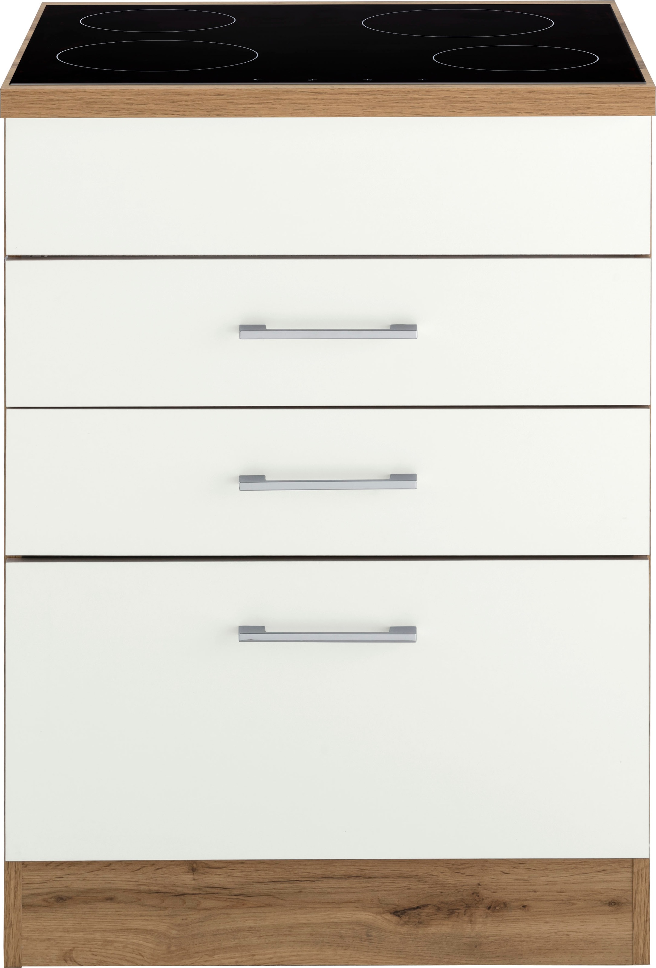 KOCHSTATION Kochfeldumbauschrank »KS-Colmar«, 60 cm, mit Metallgriff, 2 Schubkästen und 1 Auszug