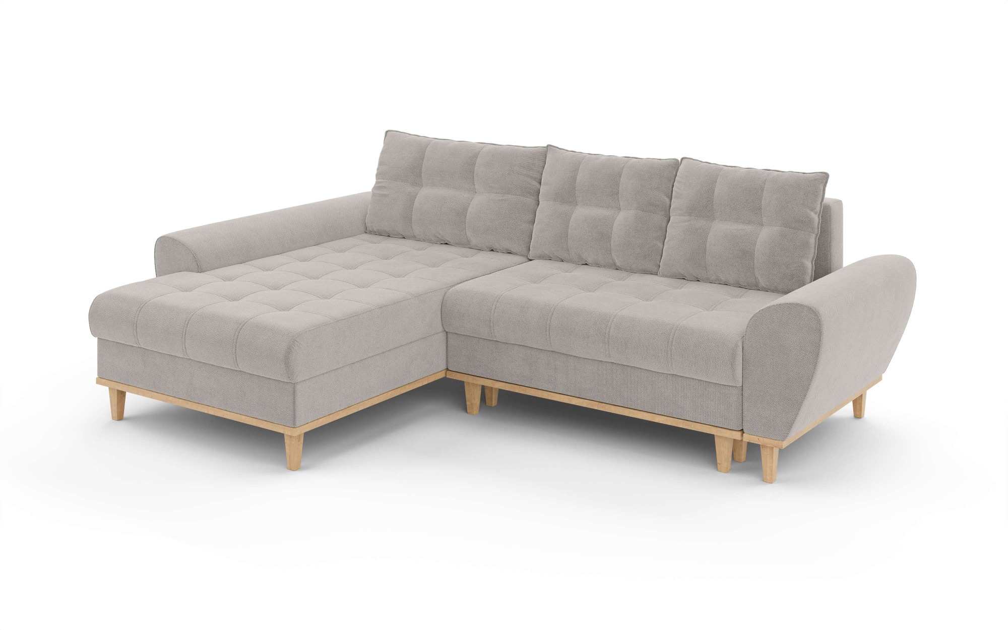 Home affaire Ecksofa »Ahrdorf mit Bettfunktion und Bettkasten, Maße: B/H/T 268/86/175 cm«, L-Form mit 3 Rückenkissen und moderne gerundete Armlehnen