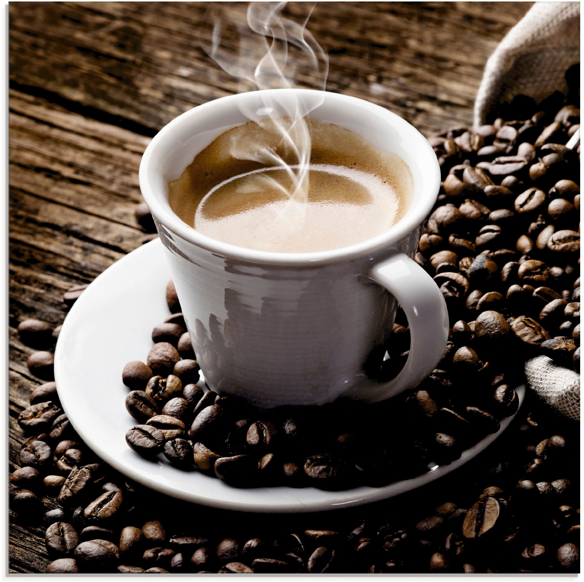 Artland Glasbild "Heißer Kaffee - dampfender Kaffee", Getränke, (1 St.)