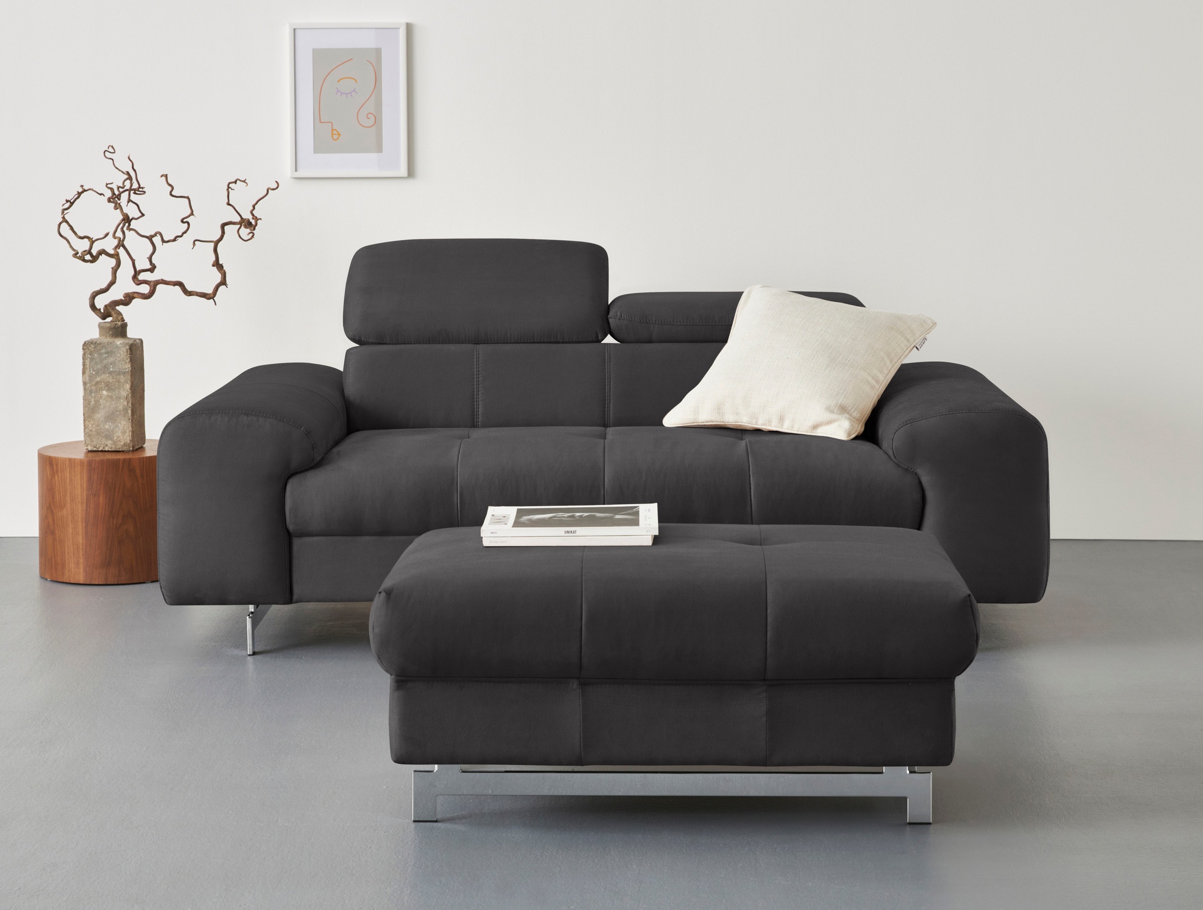 COTTA 2-Sitzer »Chef«, Big-Sofa mit Kopfteilverstellung, edle Metallkufen