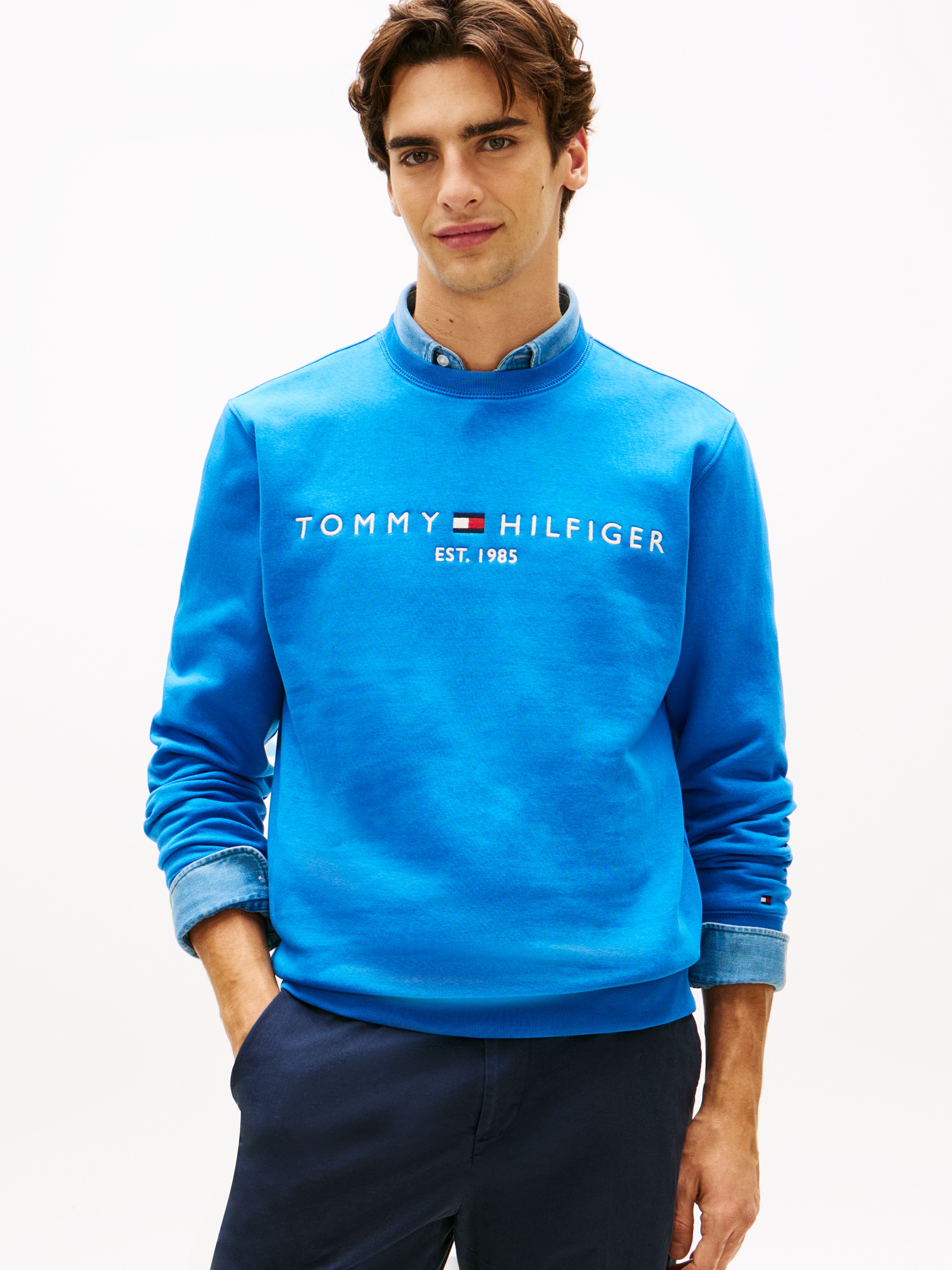 Tommy Hilfiger "TOMMY LOGO SWEATSHIRT mit Rundhals und Stickerei", unifarbe günstig online kaufen
