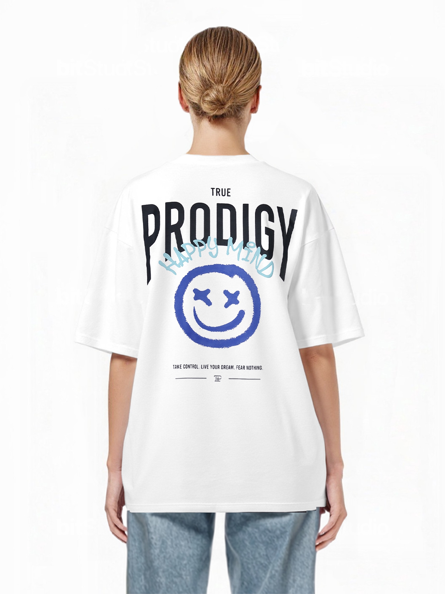 trueprodigy Oversize-Shirt "Hajin F Logo Print Oversized Rundhals"