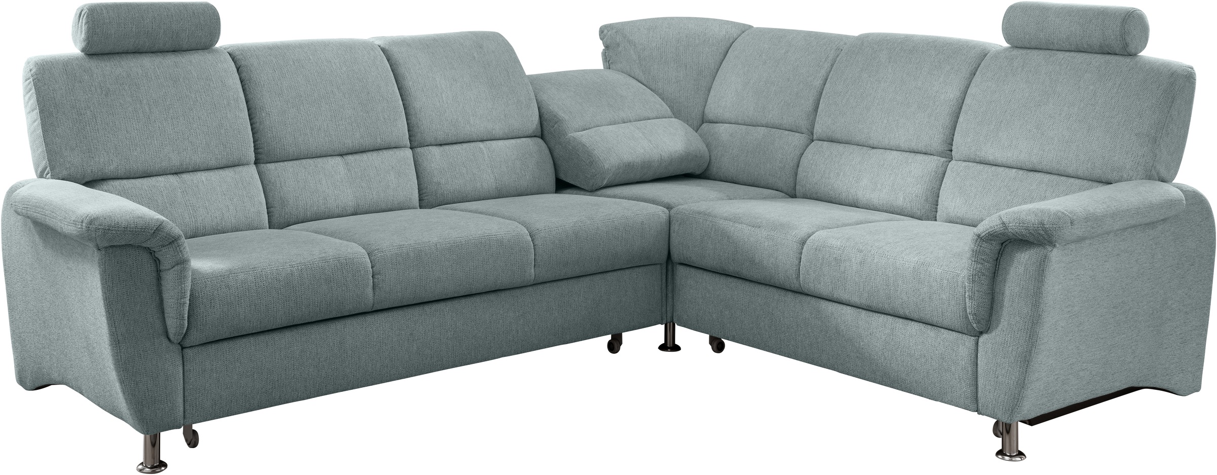 Home affaire Ecksofa »Pisa L-Form, mit Schlaffunktion, Stauraum, 2x höhenverstellbare«, Kopfstützen und Relaxfunktion im Eckelement
