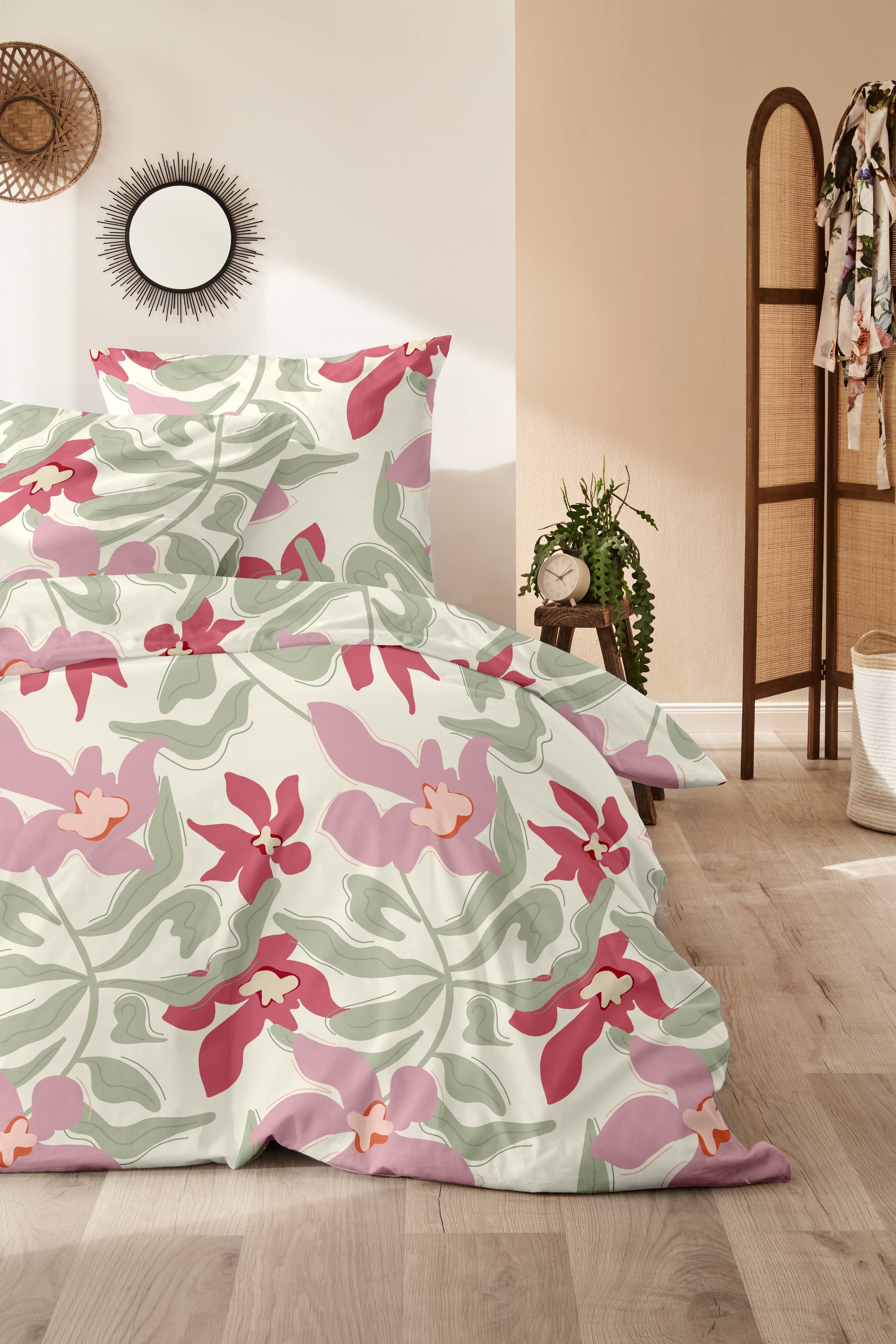 Primera Bettwäsche »Biber-Bettwäsche Matisse« 2 Stk. tlg. mit verspieltem Blumenmuster