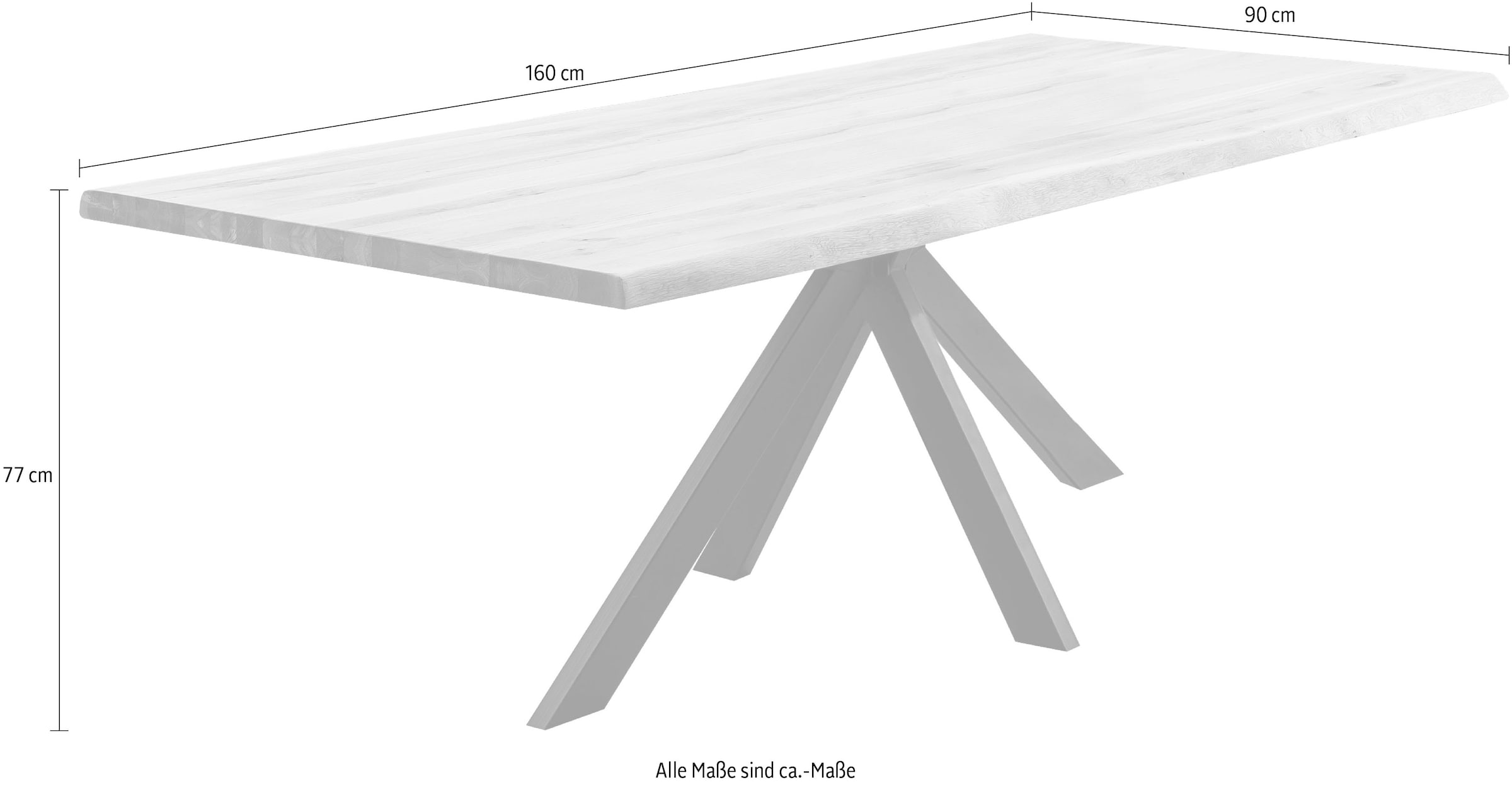 Home affaire Esstisch »Tristan« Massivholz Wildeiche mit echter Baumkante