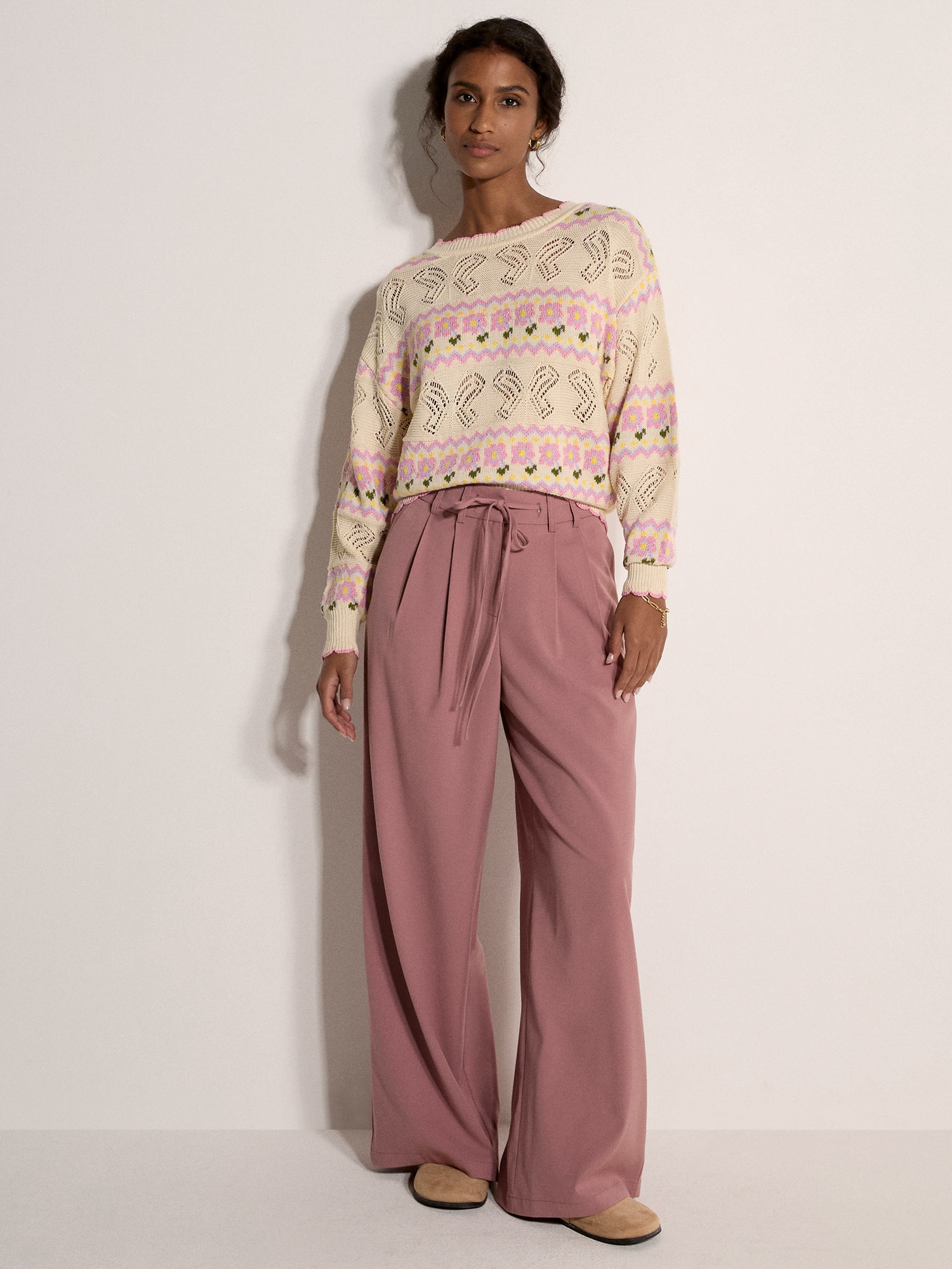 Apricot Strickpullover »Pointelle-Strickjacke« mit Schmetterlings- und Blumenmuster
