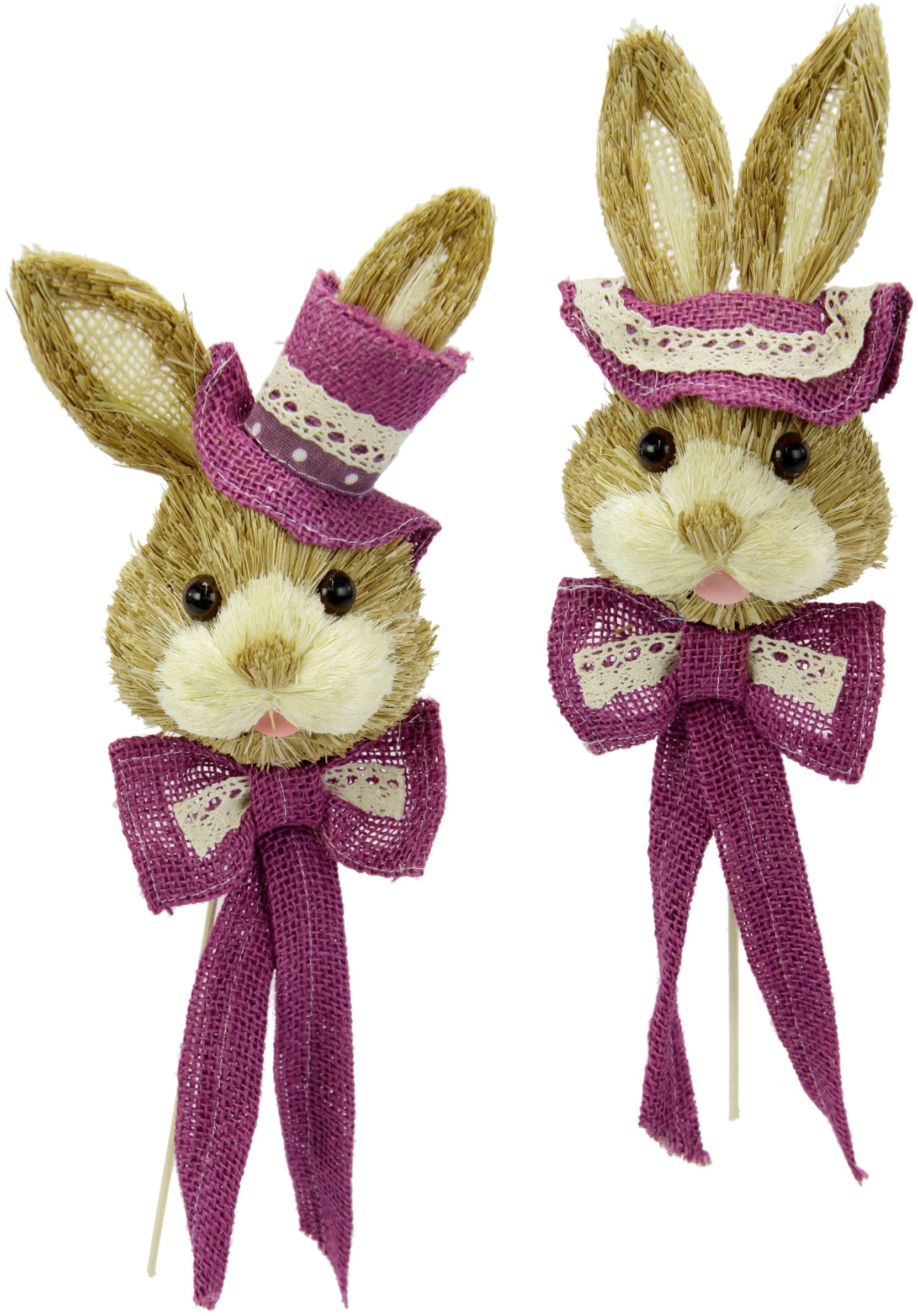 I.GE.A. Osterhase »Blumenstecker, Dekofigur, Ostern mit Bast-Hasenkopf BAUR Tierfigur, | Schleife«