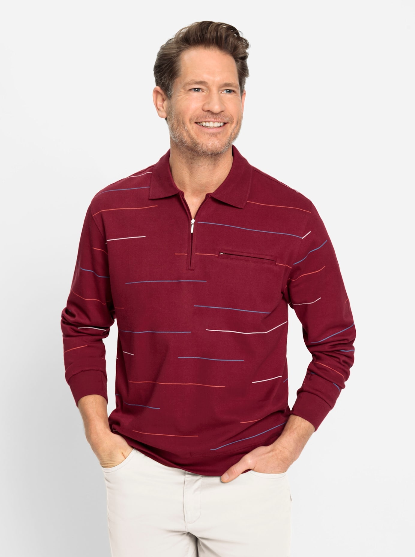 Marco Donati Langarm-Poloshirt »Sweatshirt«, (1 tlg.)