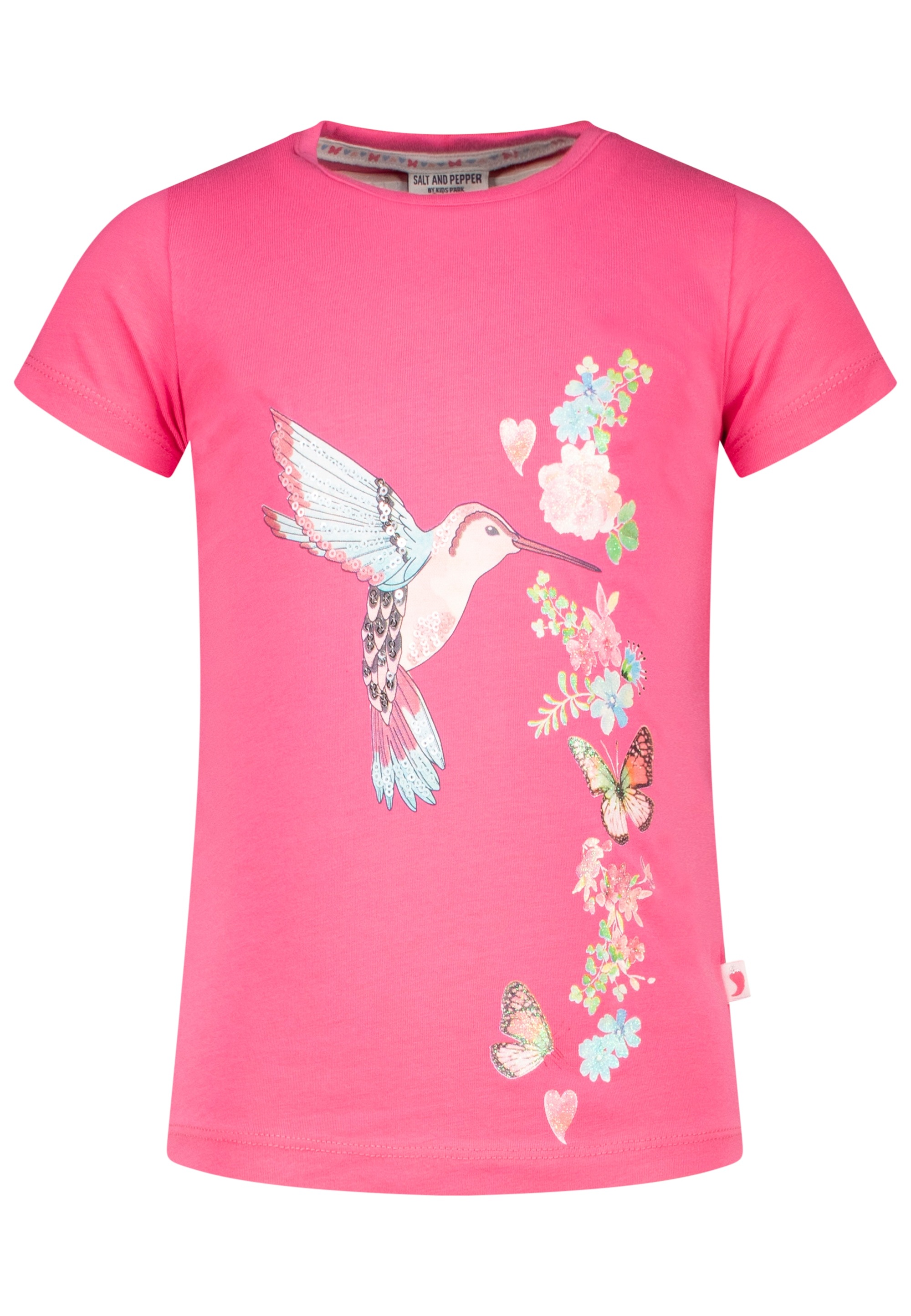 SALT AND PEPPER T-Shirt »Fancy«, 2er-Pack mit Kolibri- und Blumenrankenmotiv