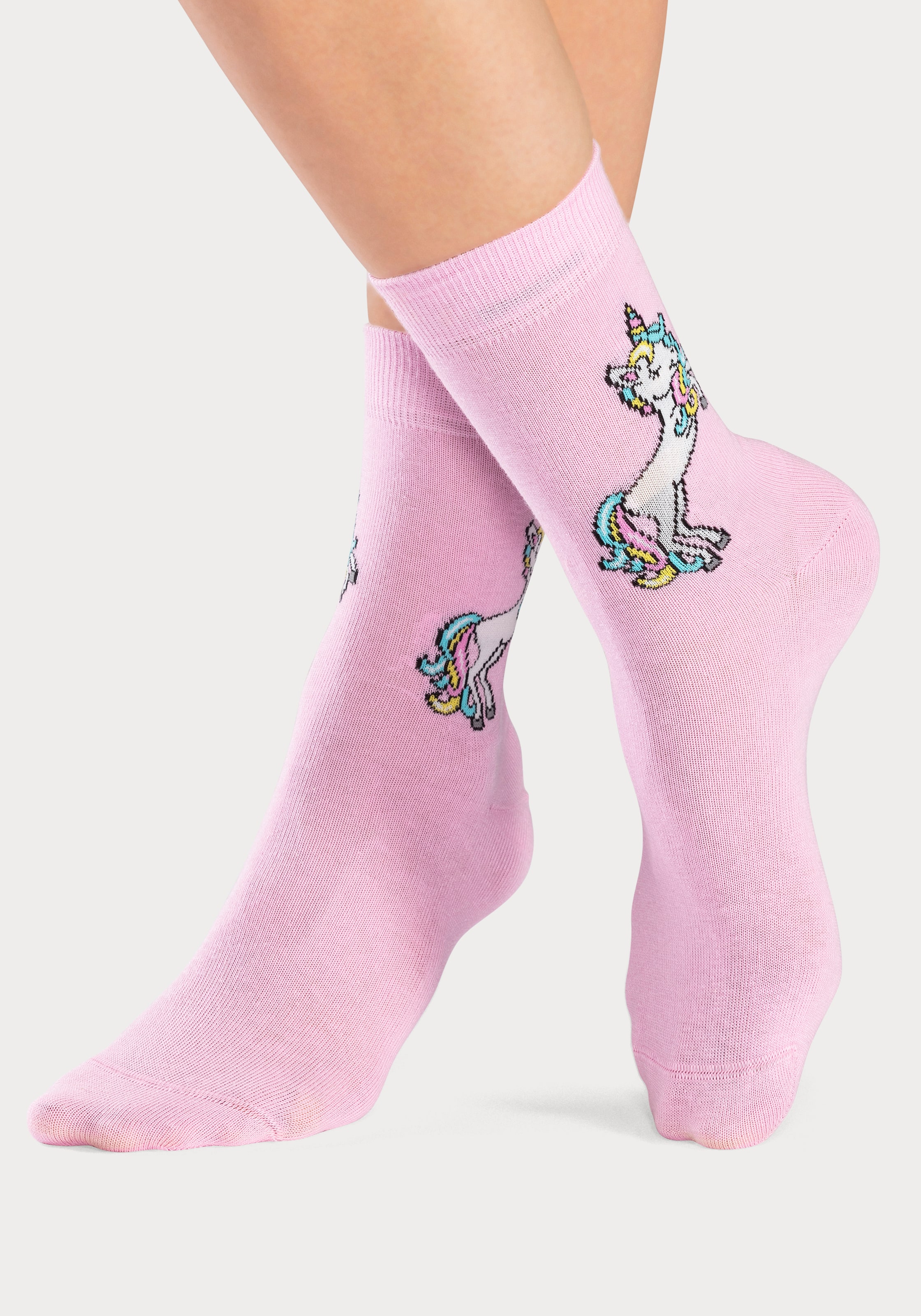 H.I.S Basicsocken, (4 Paar), mit Einhorn Motiven