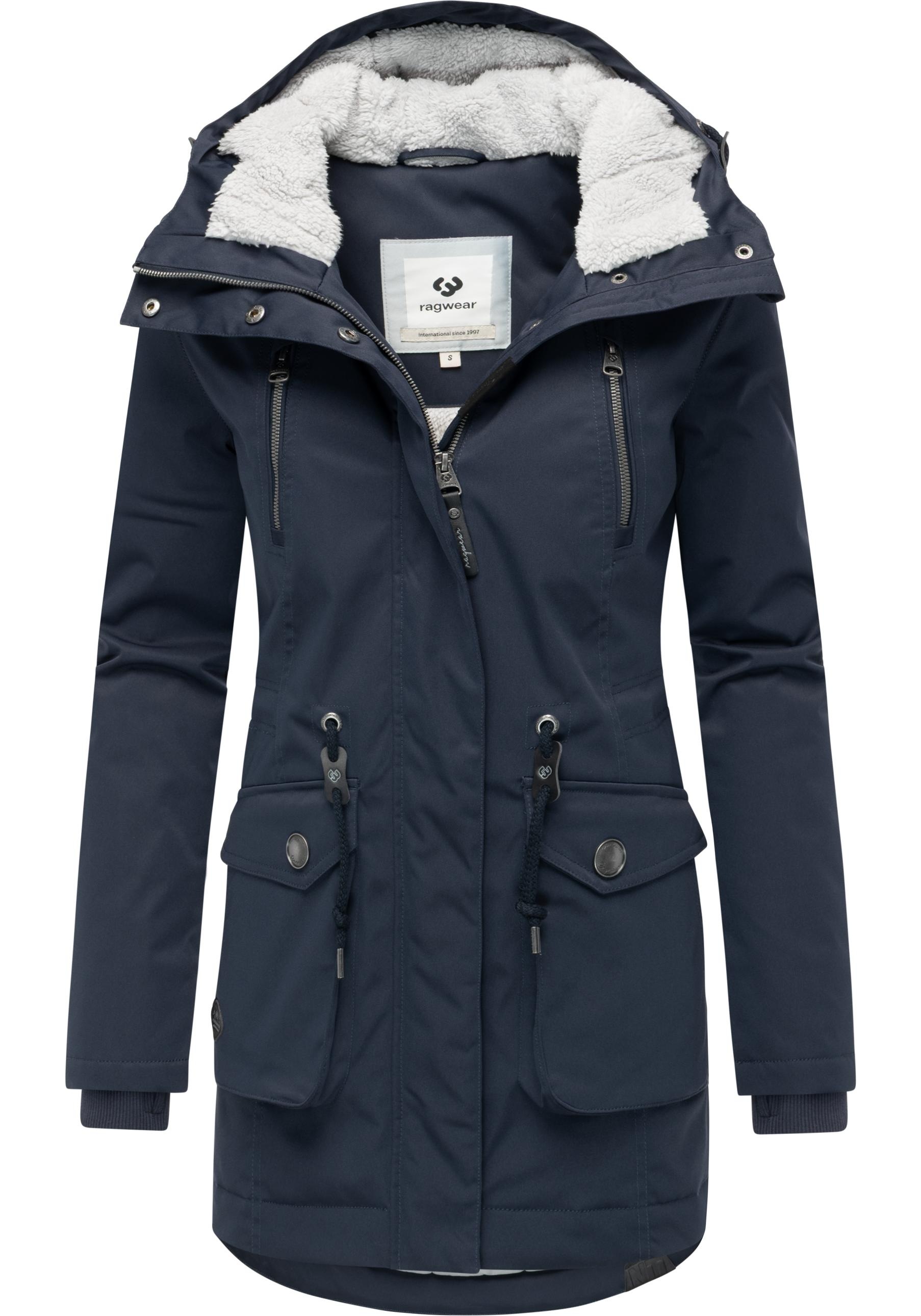 Ragwear Kurzmantel »Ellsa YOUMODO«, Winterparka mit auffälligen Taillenzugkordeln und Kapuze