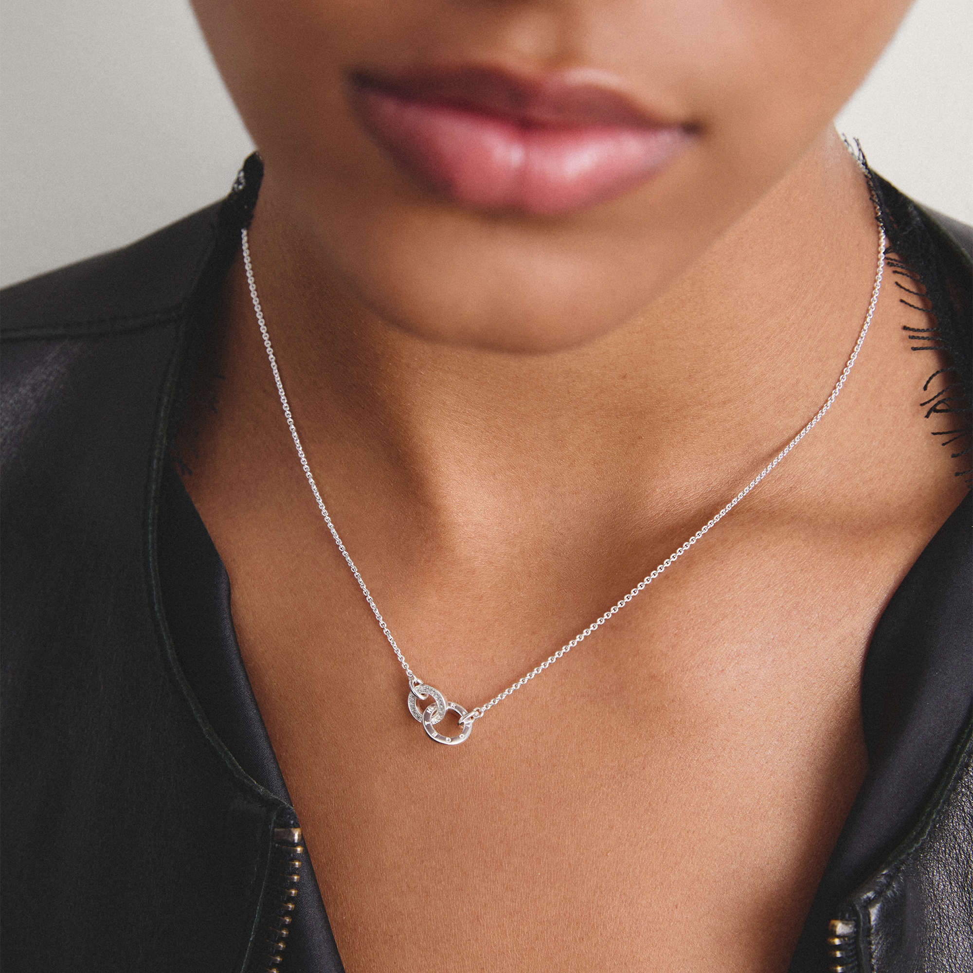 THOMAS SABO Kette mit Anhänger »Forever Together Kette Silber mit Zirkonia« mit Zirkonia (synth.)