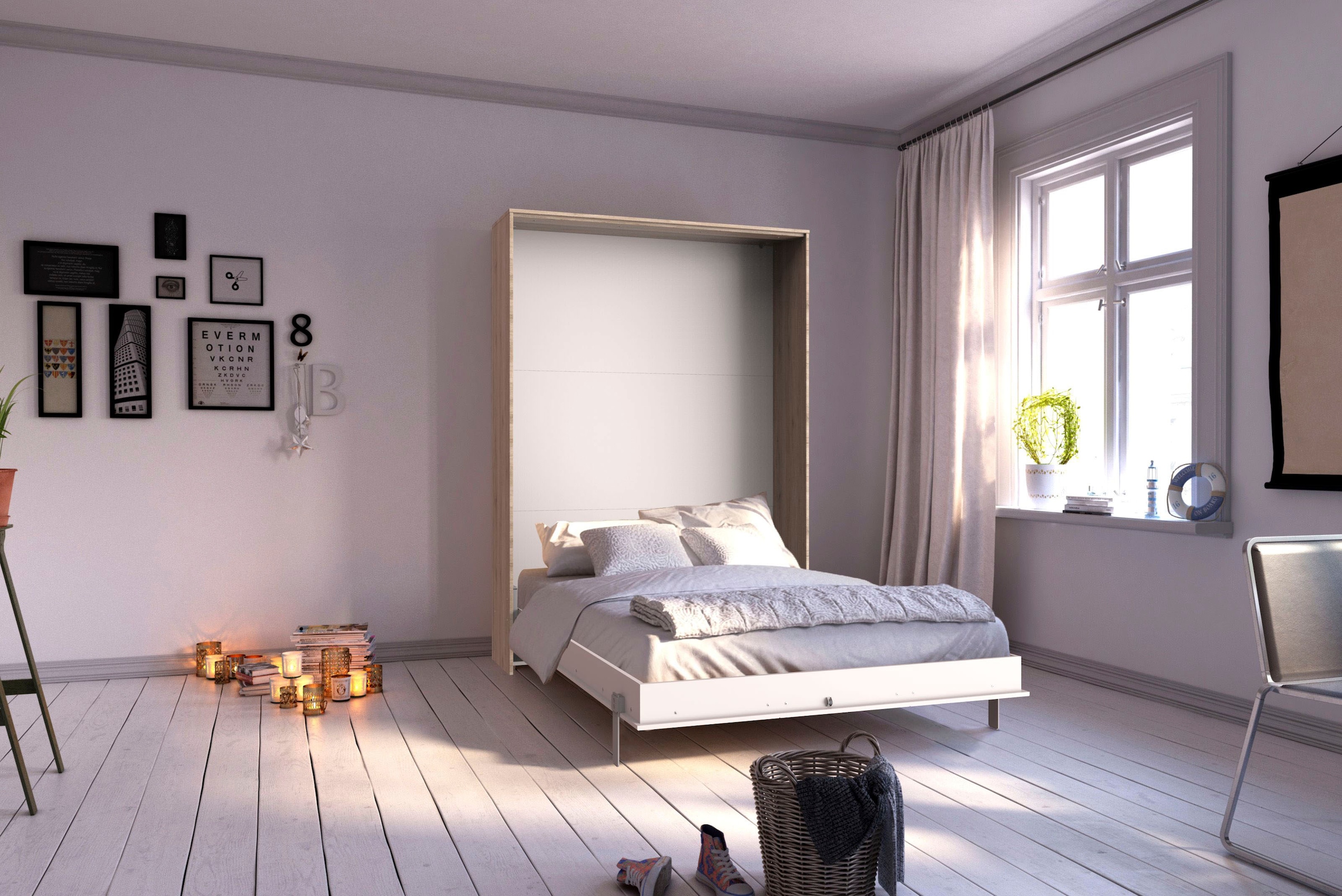 Wimex Schrankbett »Juist Schrankklappbett Gästebett«, vertikal klappbar, 3 Liegeflächen, mit Lattenrost, Made in Germany