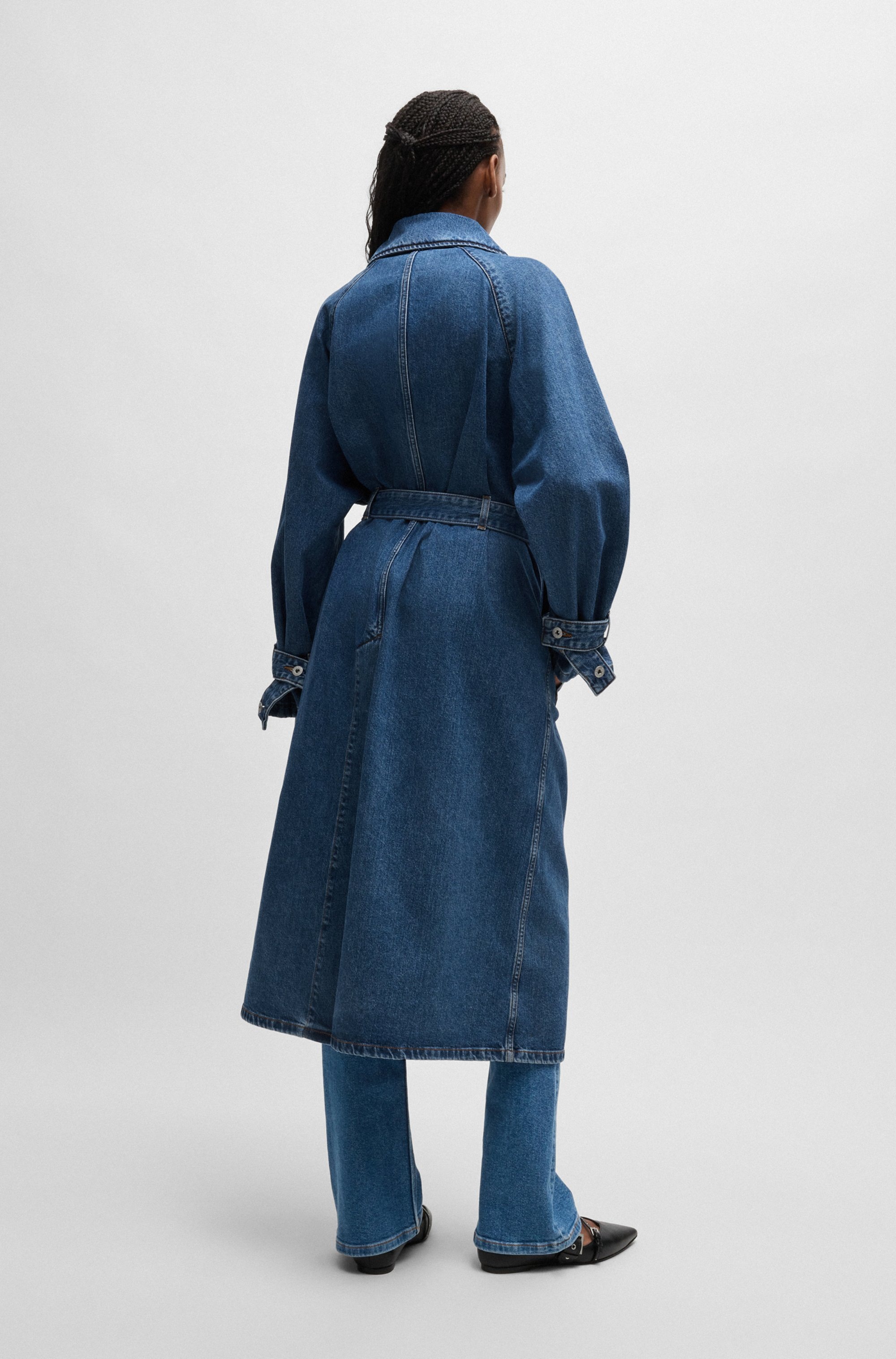 HUGO Blue Trenchcoat "Garena", mit Taillengürtel, All Over Denim Fashion Pi günstig online kaufen