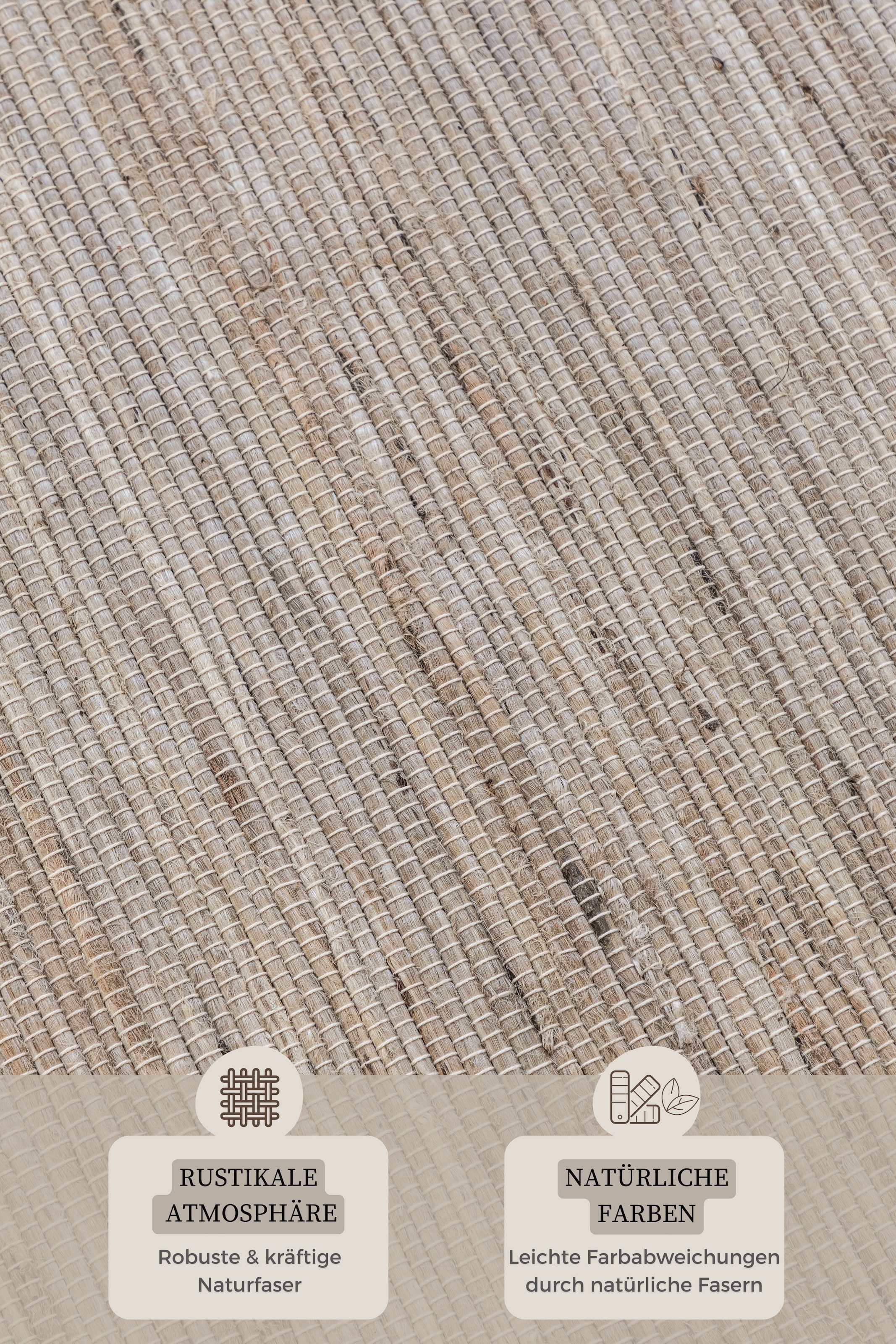 HANSE Home Teppich »Dhaka Juteteppich«, rechteckig, 5 mm Höhe, Läufer, handgewebt, Jute, Wolle, Natur, Wohnzimmer, Flur, Klassisch