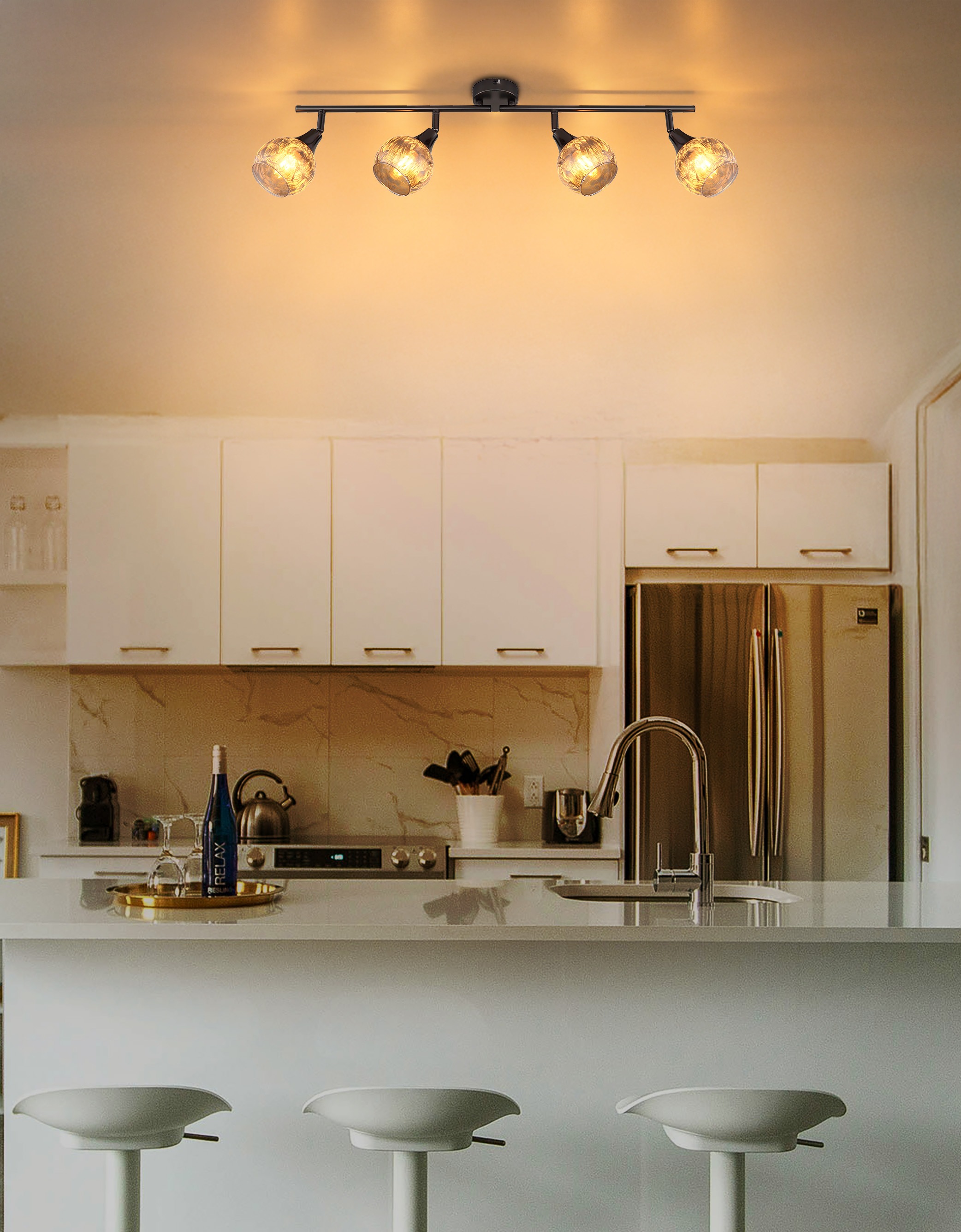 GLOBO LIGHTING Deckenspot »FROSTA« E14 1 Stk. Schwarz-chrome Strahler mit geeistem Glas, dreh-/schwenkbar