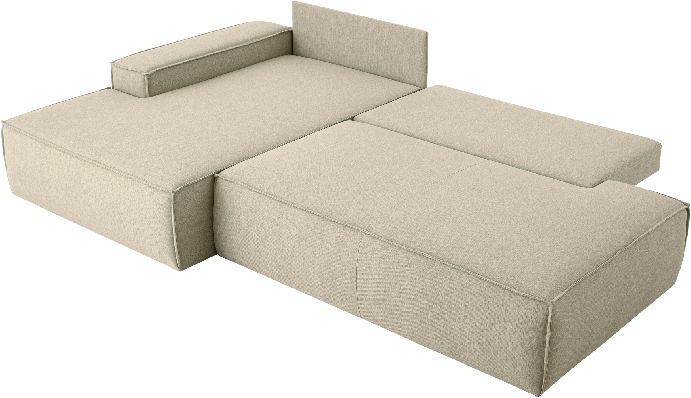 Home affaire Ecksofa »SHERWOOD, Schlafsofa in L-Form offen (275cm), Cord, Leinenoptik«, Schlaffunktion und Bettkasten, Kedernaht, hoher Sitz- & Liegekomfort